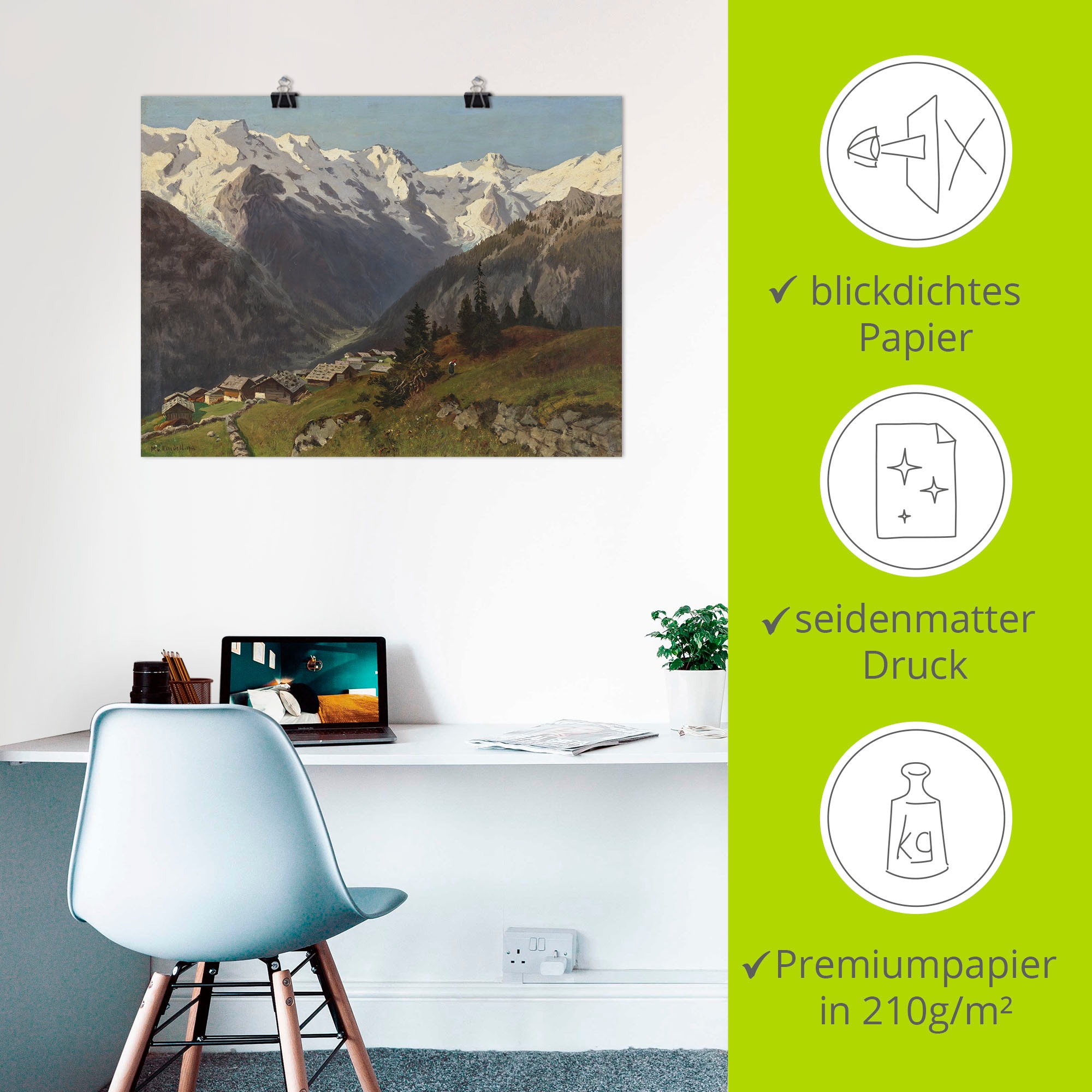 Artland Poster »Mürren im Berner Oberland, Schweiz. 1913« Berge & Alpenbilder 1 Stk. tlg. als Alubild, Leinwandbild, Wandaufkleber oder Poster in versch. Größen