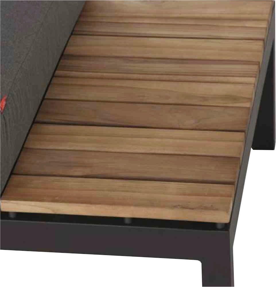 Siena Garden Loungesofa »Alvida« Aluminium, Teakholz, inkl. Sitz- und Rückenkissen grau