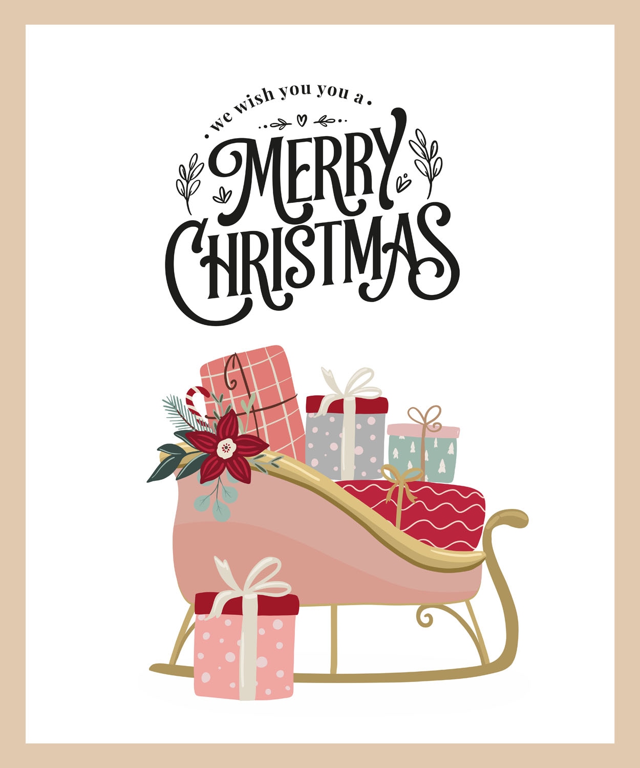 queence Bild mit Rahmen »Schlitten«, Jahreszeiten-Kutschen-Schriftzug-Weihnachten, (1 St.), Premium Rahmenbild, liebevolle Handarbeit