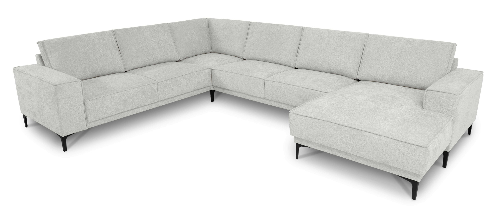 Places of Style Wohnlandschaft »XXL Sofa Oland, Struktur, Flachgewebe, Luxus-Microfaser, Boucle«, U-Form, 342 cm, Wellenunterfederung, Skandi-Design, Metallfüße