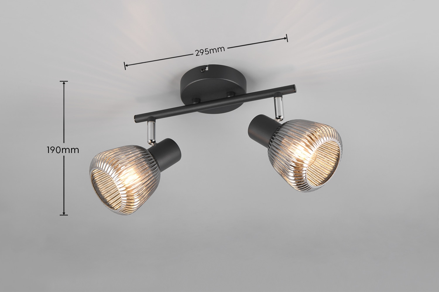 TRIO Leuchten Deckenstrahler »TARIFA, 2-flammiger Deckenspot mit Glasschirm, exkl 2xE14 max 10W« E14 1 Stk. warmweiß - kaltweiß Glasschirm in Riffeloptik leicht verspiegelt, verstellbare Spots