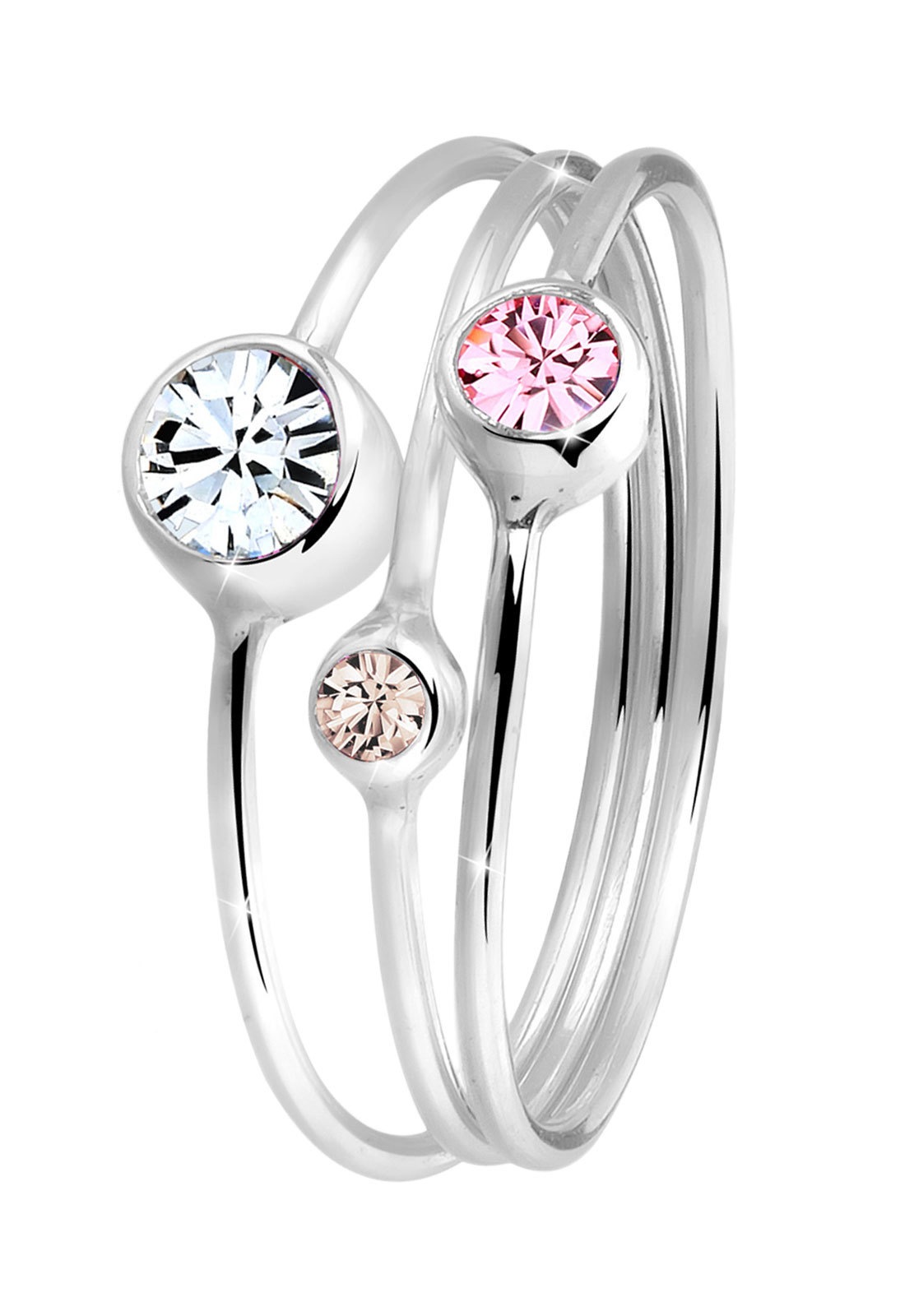 Elli Ring-Set »Ring Stapelring Set Kristalle 925 Silber«