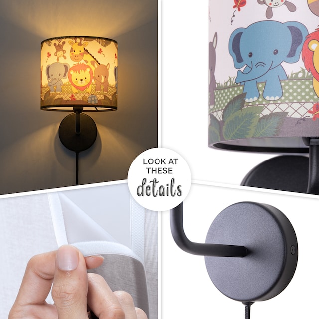 Paco Home Wandleuchte »Diamond 634«, 1 flammig-flammig, Kinderlampe Innen  Mit âˆ…18cm Zoo Tiere Kabellänge 3m E14 online kaufen | mit 3 Jahren XXL  Garantie