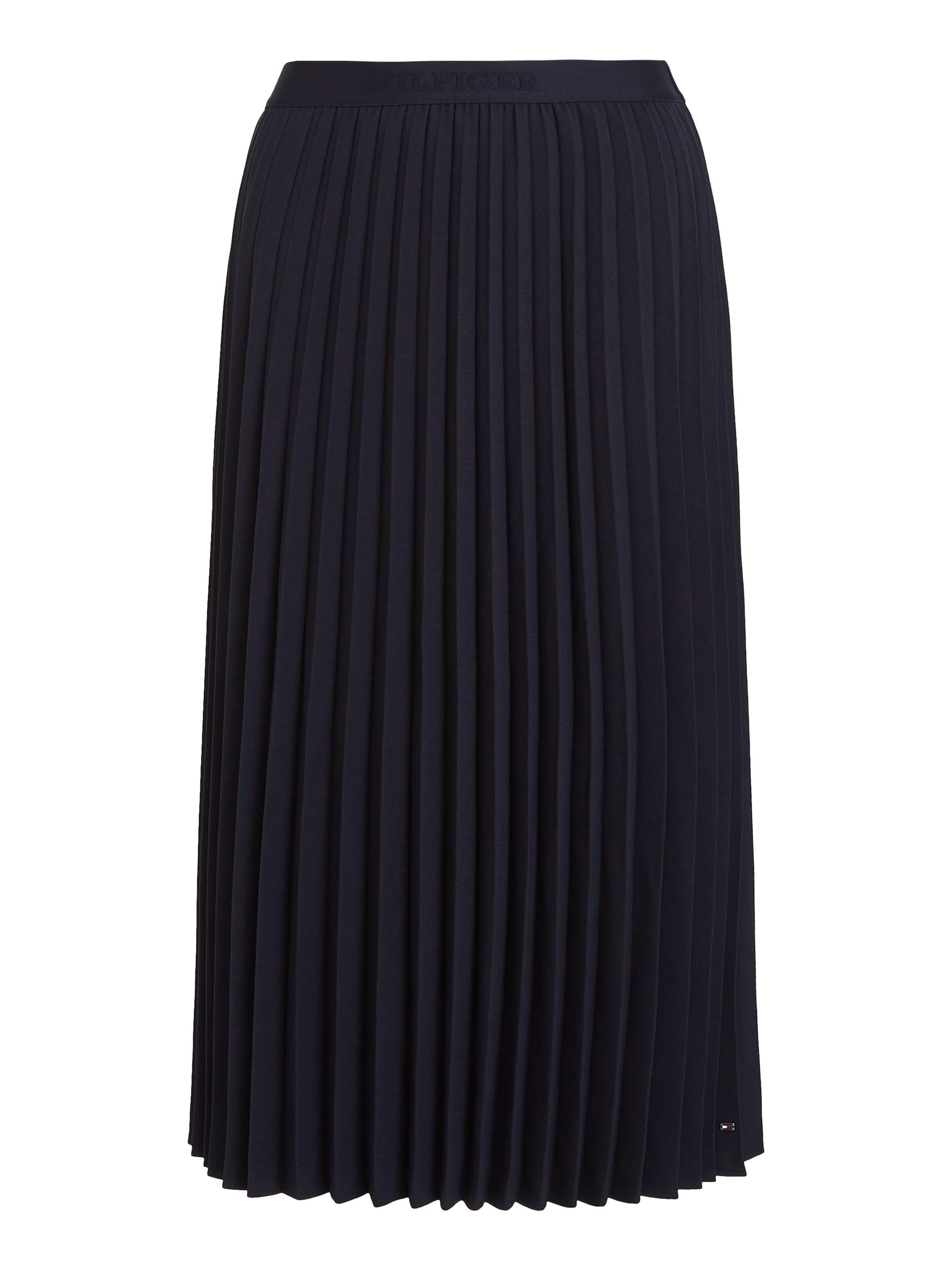 Tommy Hilfiger Plisseerock »FLUID TWILL PLEATED MIDI SKIRT«, Webrock mit Markenlabel