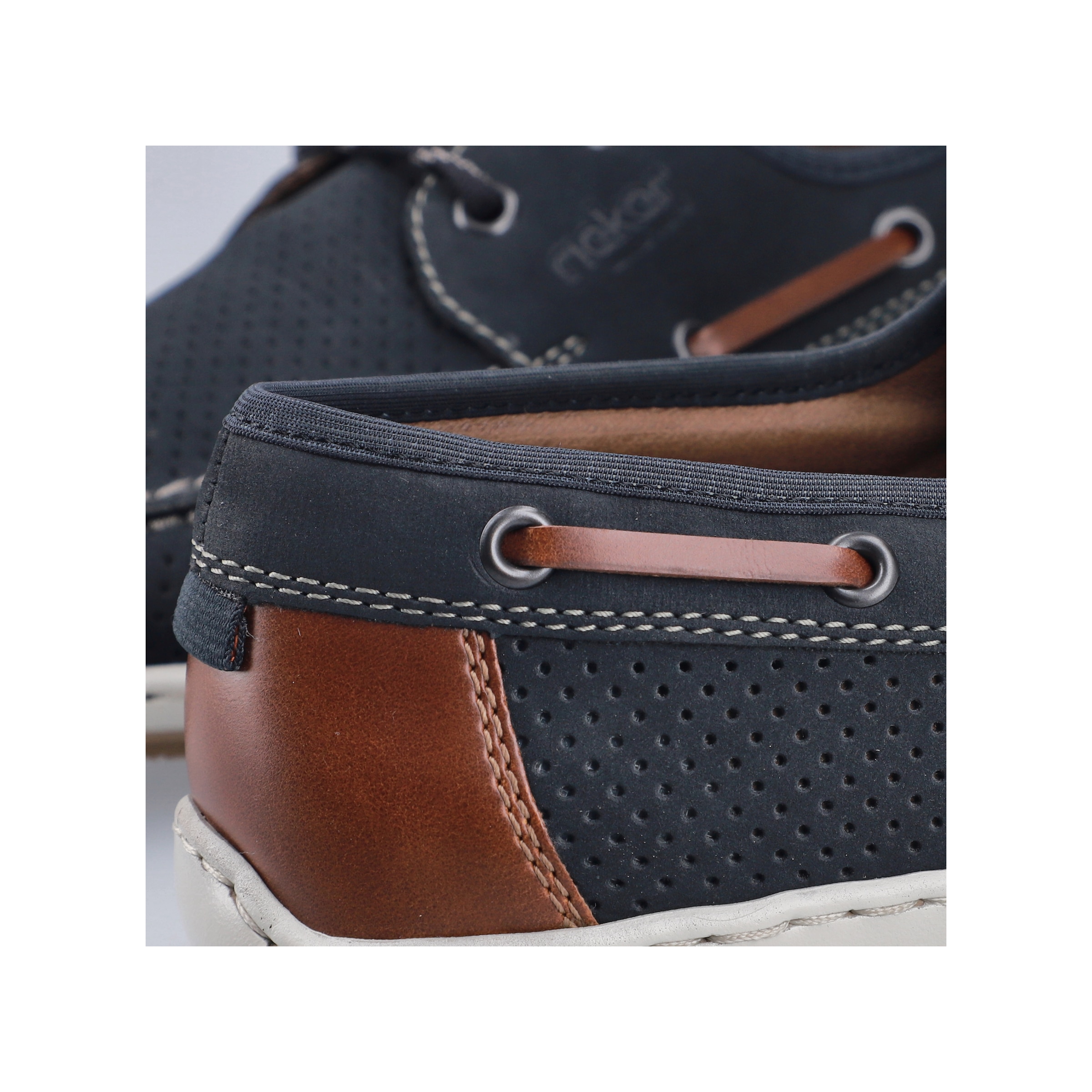 Rieker Bootsschuh  Mokassin, Halbschuh, Frühlingsschuh mit Perforation