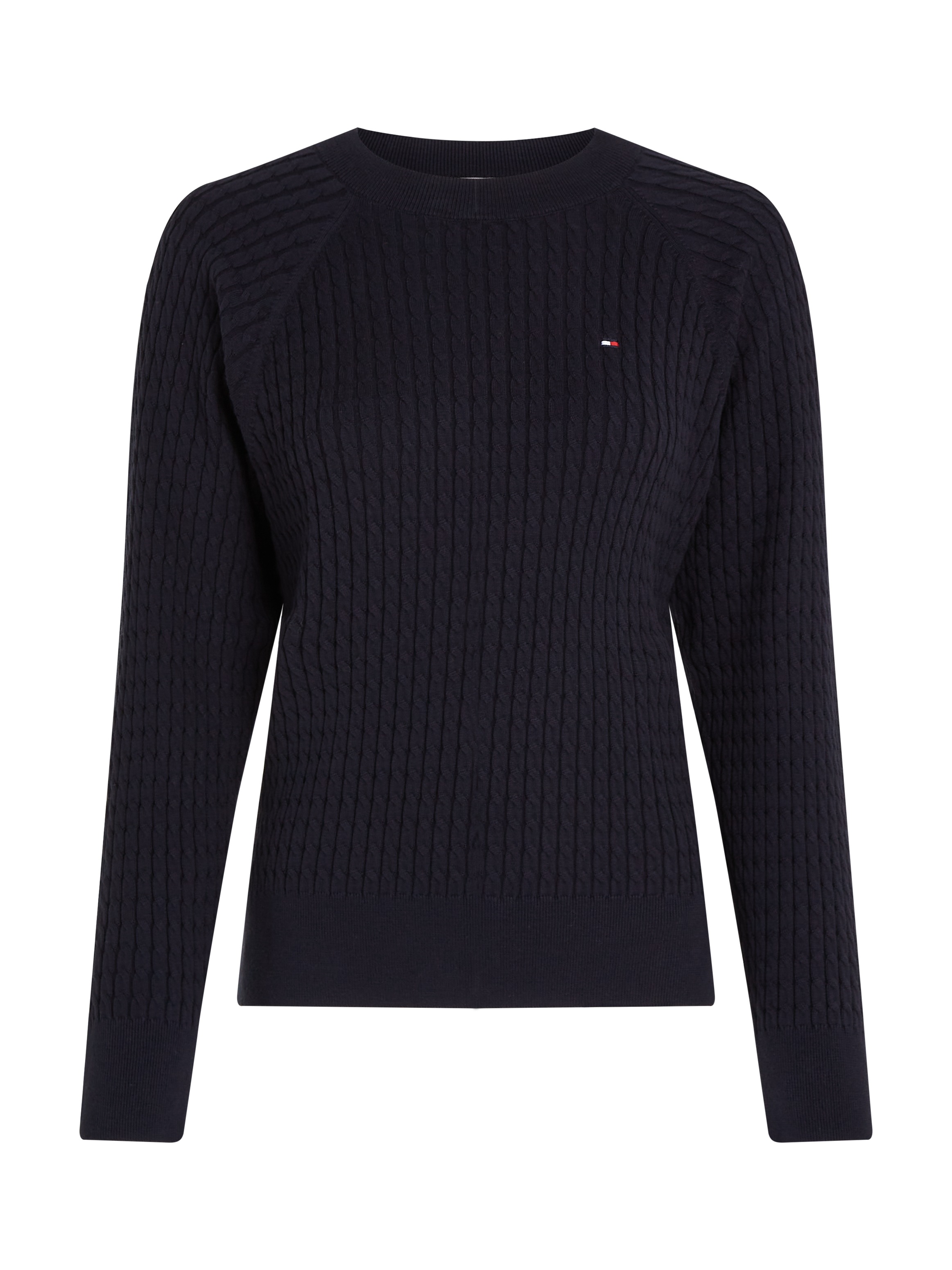 Tommy Hilfiger Rundhalspullover »CO CABLE C-NK SWEATER«, mit Zopfmuster