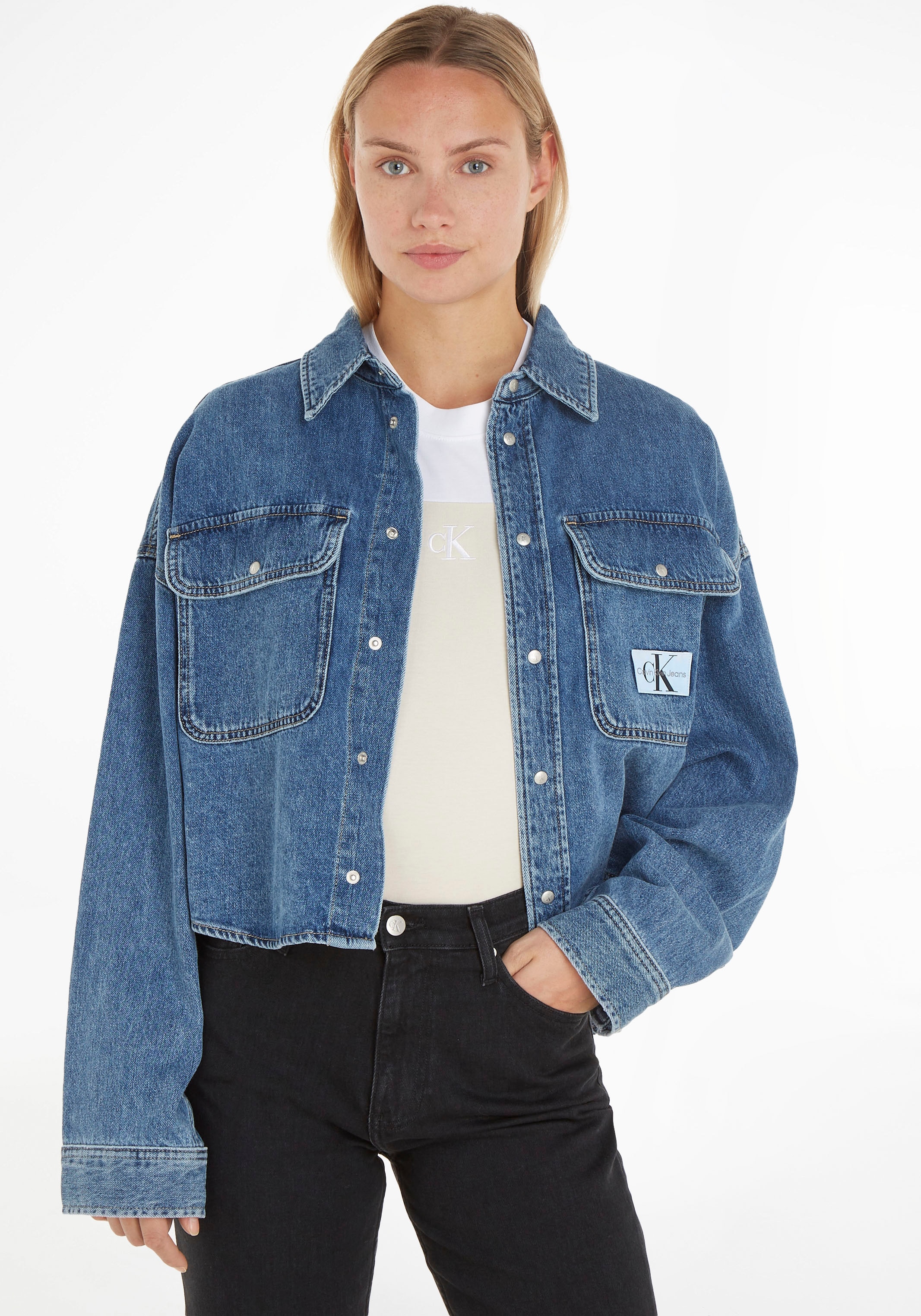 Calvin Jeans »OVERSIZED Jeansbluse SHIRT« ♕ HEM ROUNDED Klein bei CROP