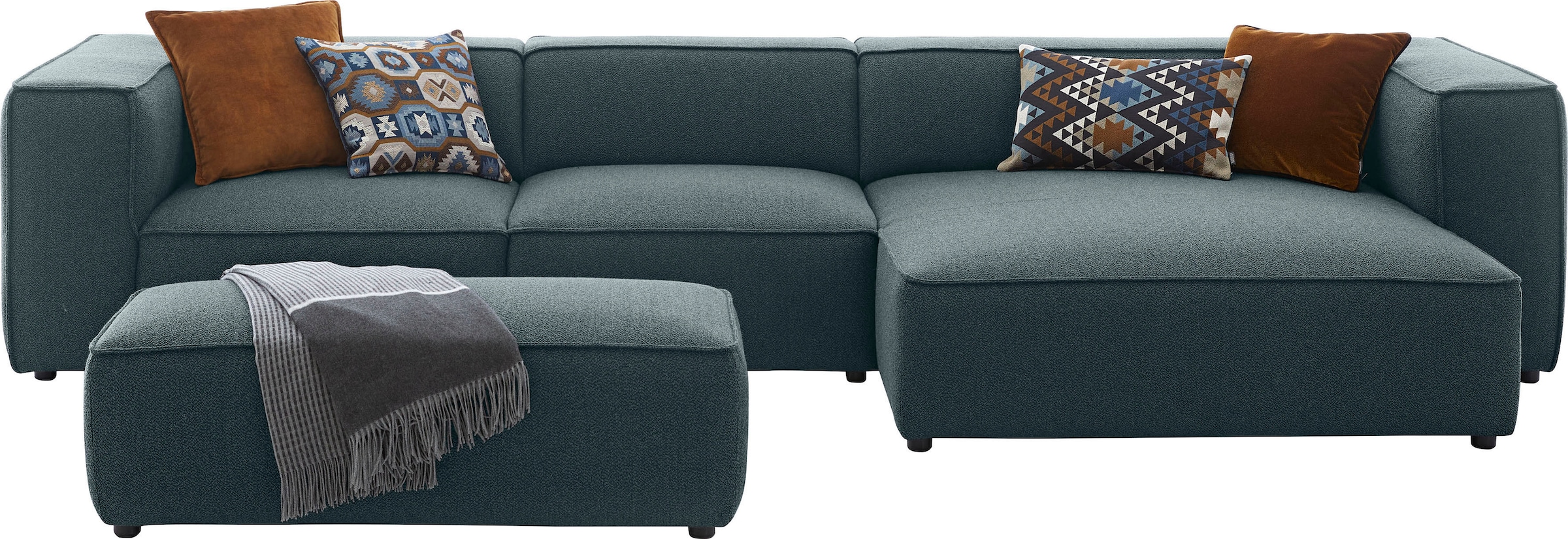 W.SCHILLIG Ecksofa »around-the-block Mega Sofa, viel Platz und hoher Sitzkomfort, L-Form« mit eleganter Biese, mit Federkern, Breite 341 cm