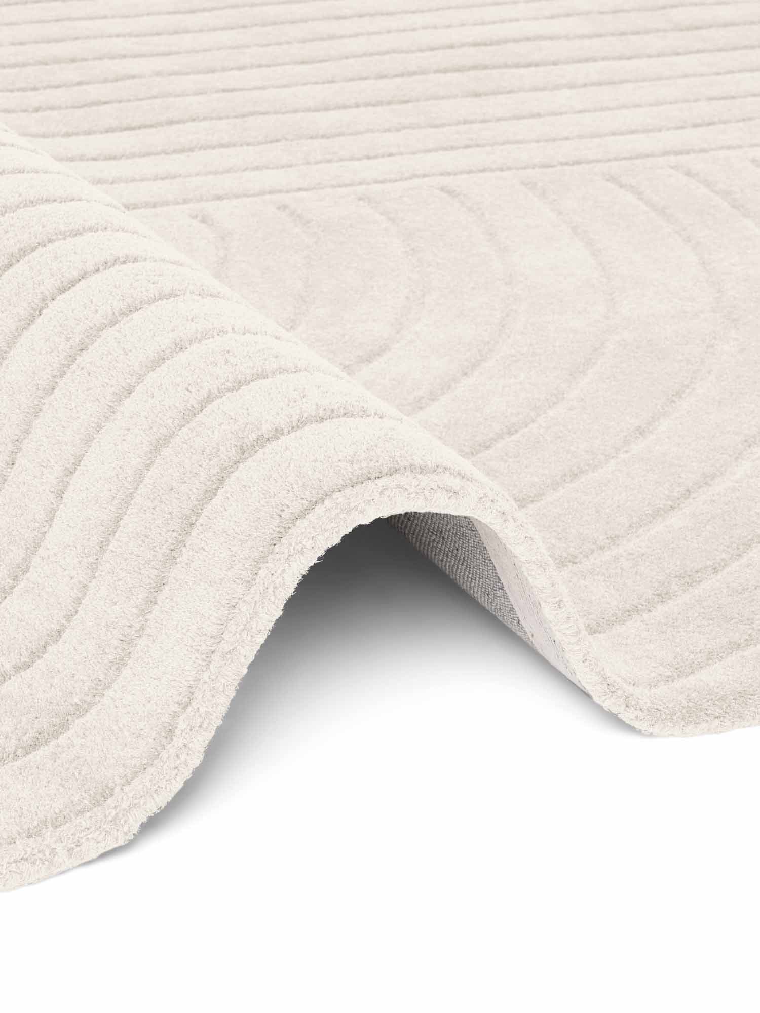 vikosa Wollteppich »Arcora« rund 15 mm Höhe Wolle Handgemacht, Hoch-Tief-Effekt, Geometrisches Linien Wellendesign