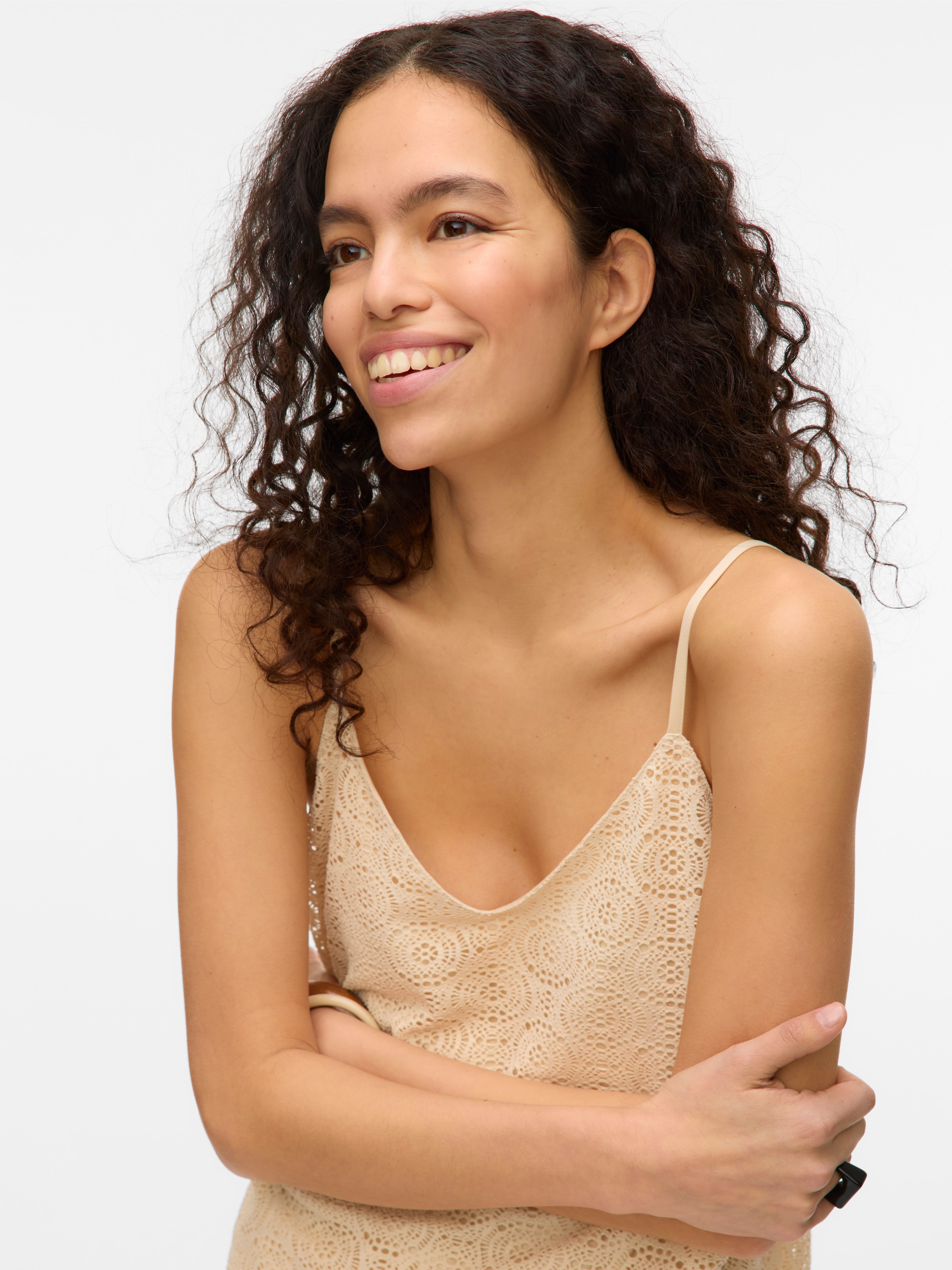 Vero Moda Spaghettitop »VMMAYA V-NECK SINGLET TOP JRS« Materialmix, regular fit