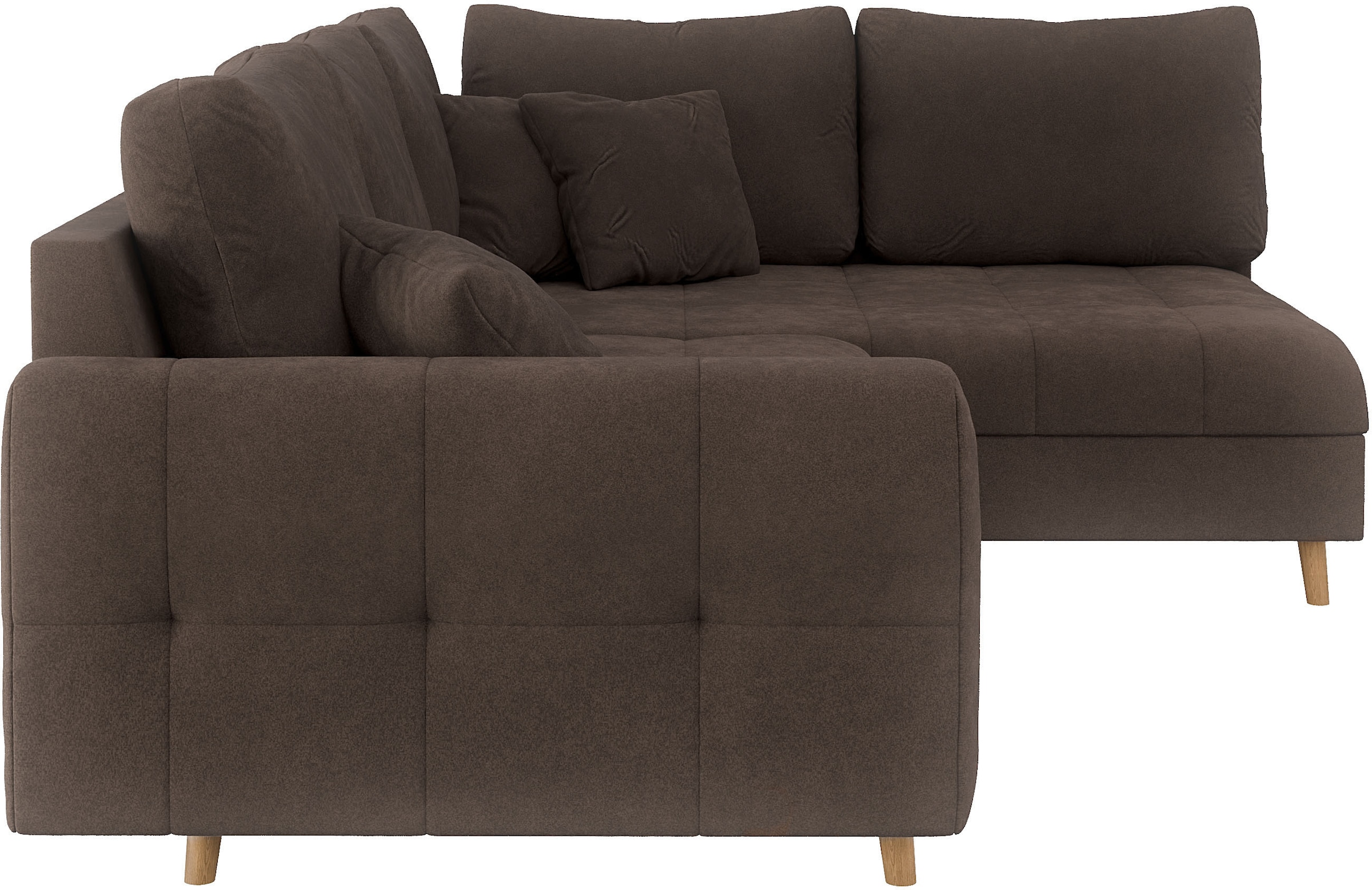 Home affaire Ecksofa »CHARRE L-Form mit Ottomane, Maße B/T/H: 231/161/81 cm«, feine Steppung, lose Rücken- und Zierkissen, auch in Cord und Bouclé