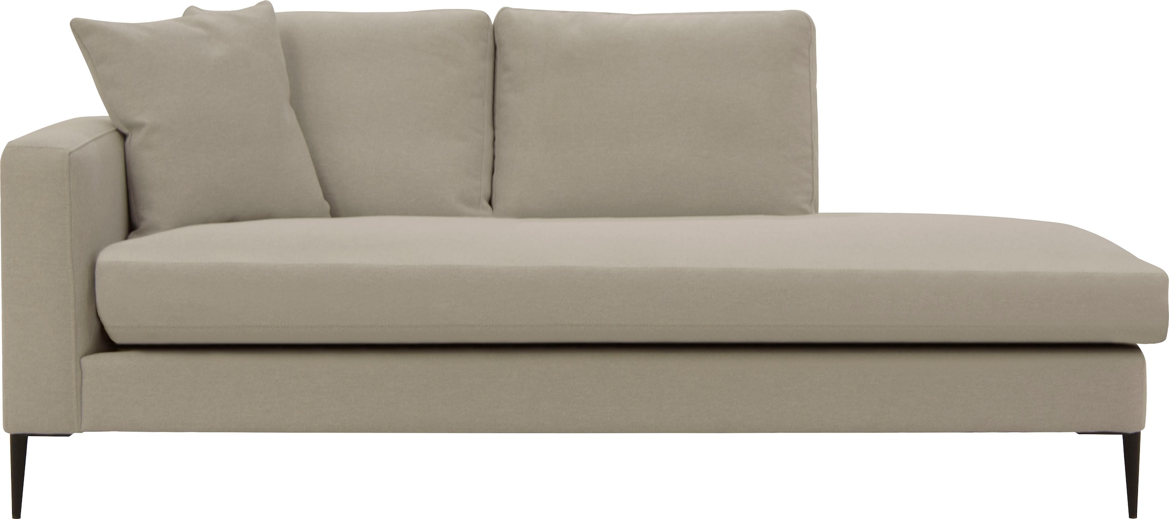 Leonique Recamiere »Cozy Chaiselongue, Maße B/T/H: 195/97/80 cm«, mit losen Kissen und Metallbeinen, Armlehne links oder rechts wählbar