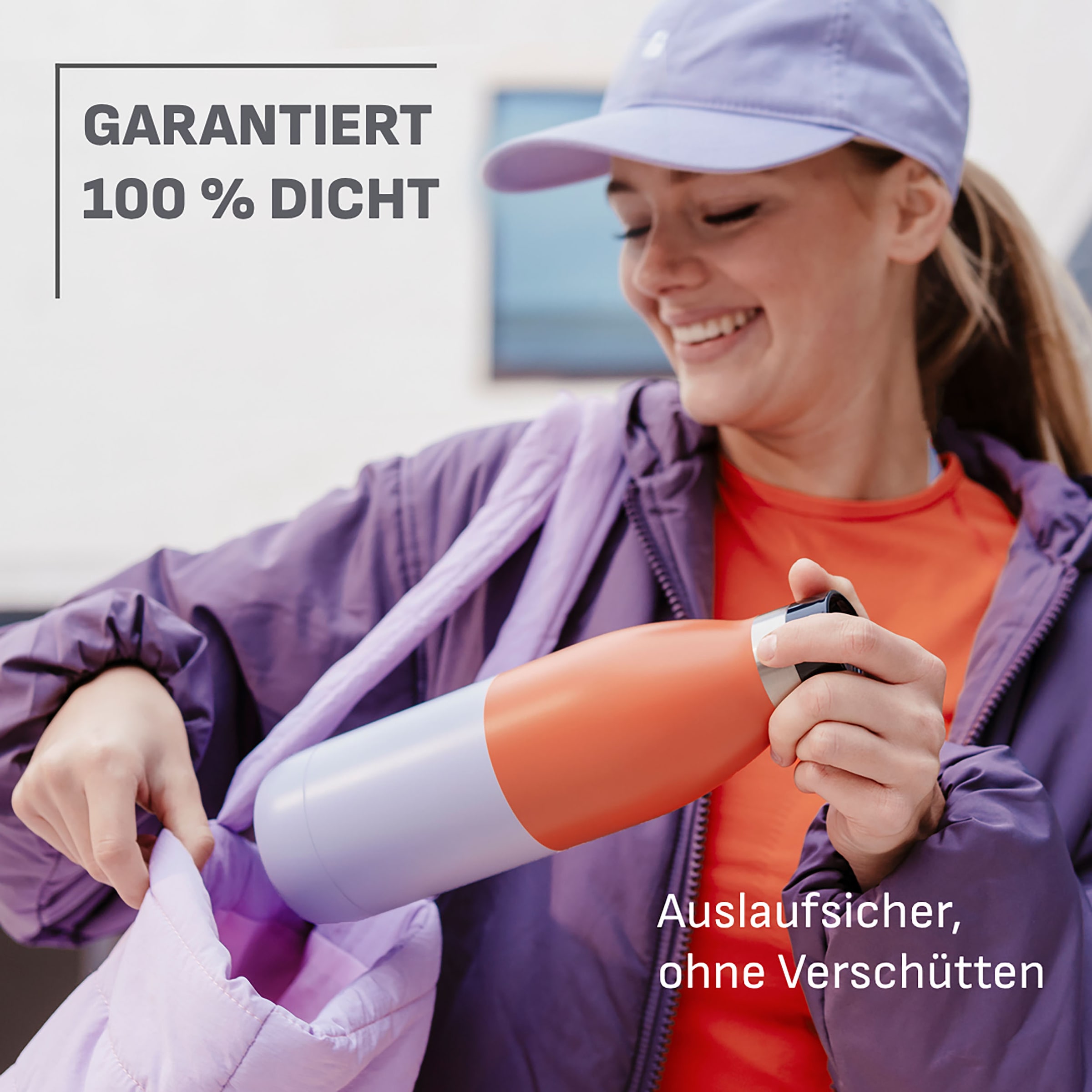 Emsa Trinkflasche »Bludrop« robust, Pulverbeschichtung, ergonomisch, 12 h warm, 24 h kühl, 0,7 L