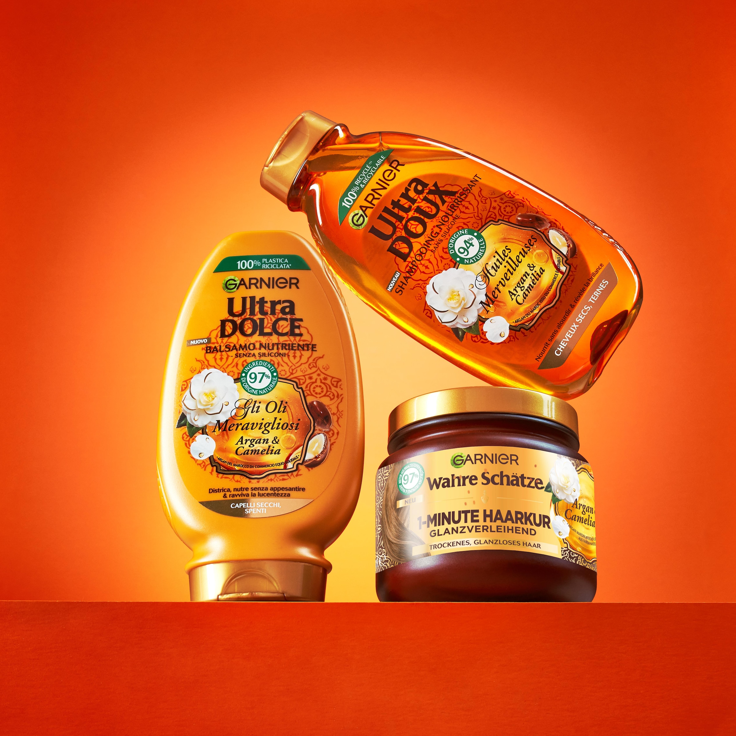 GARNIER Haarkur »WAHRE SCHÄTZE 1-MINUTE HAARKUR ARGAN & CAMELIS-ÖL« für trockenes, glanzloses Haar, mit Arganöl und Camelianöl
