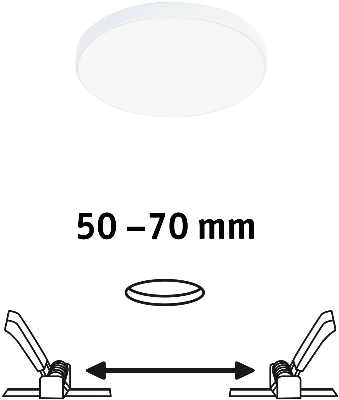 Paulmann LED Einbauleuchte »Veluna VariFit Edge IP44 rund 90mm 500lm 4000K Weiß dimmbar«, 1 flammig, LED Einbaupanel IP44 rund 90mm 500lm 4000K Weiß dimmbar