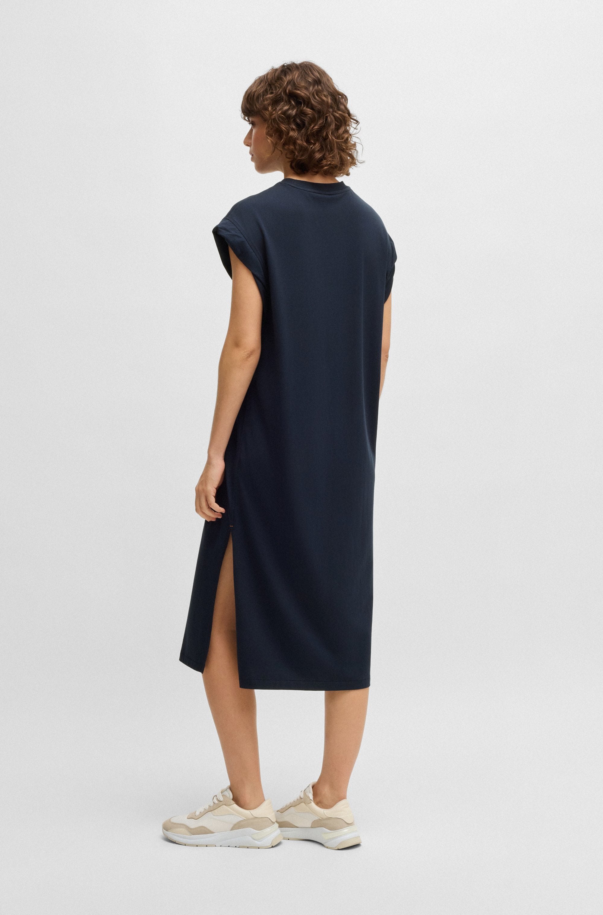 BOSS ORANGE Jerseykleid »Edress Premium Damenmode«, mit Schlitzen, Logoschriftzug