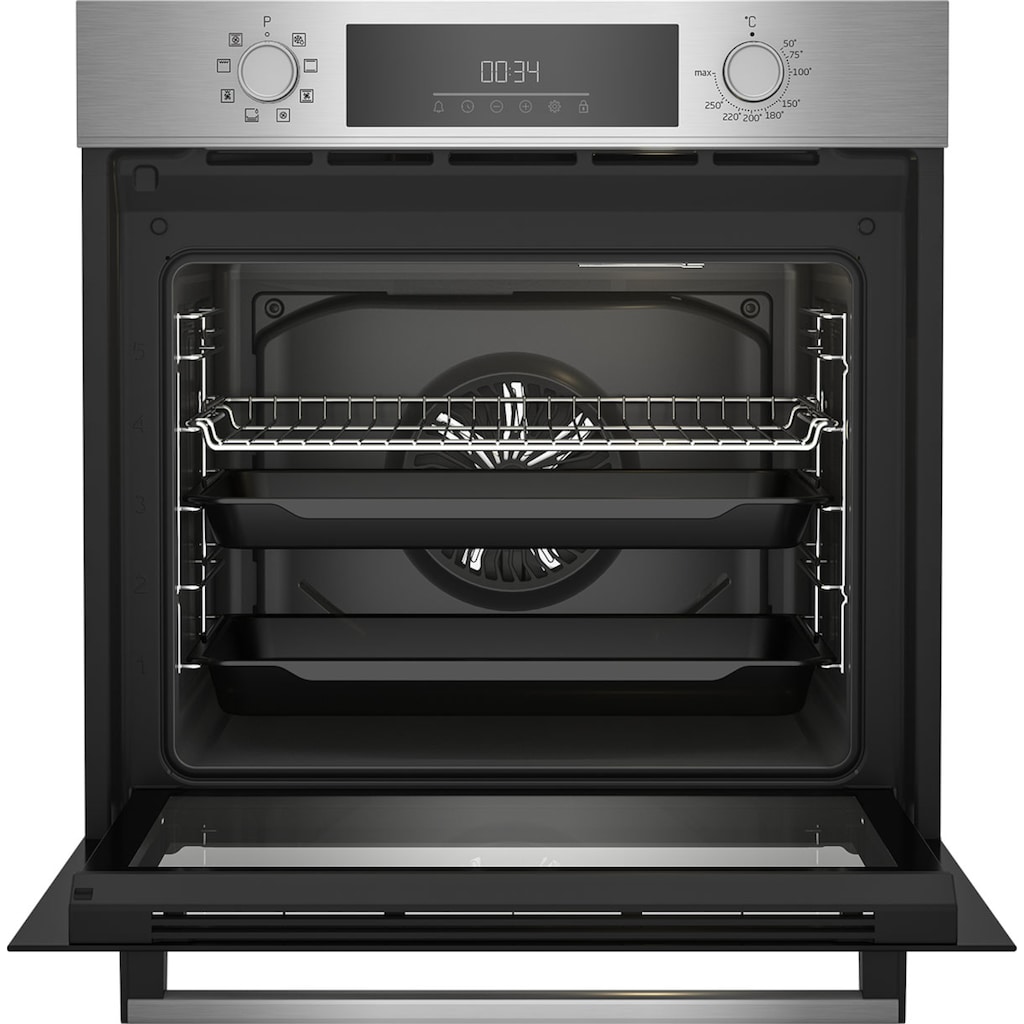 BEKO Einbaubackofen »BBIM12300X«, BBIM12300X, mit Teleskopauszug nachrüstbar