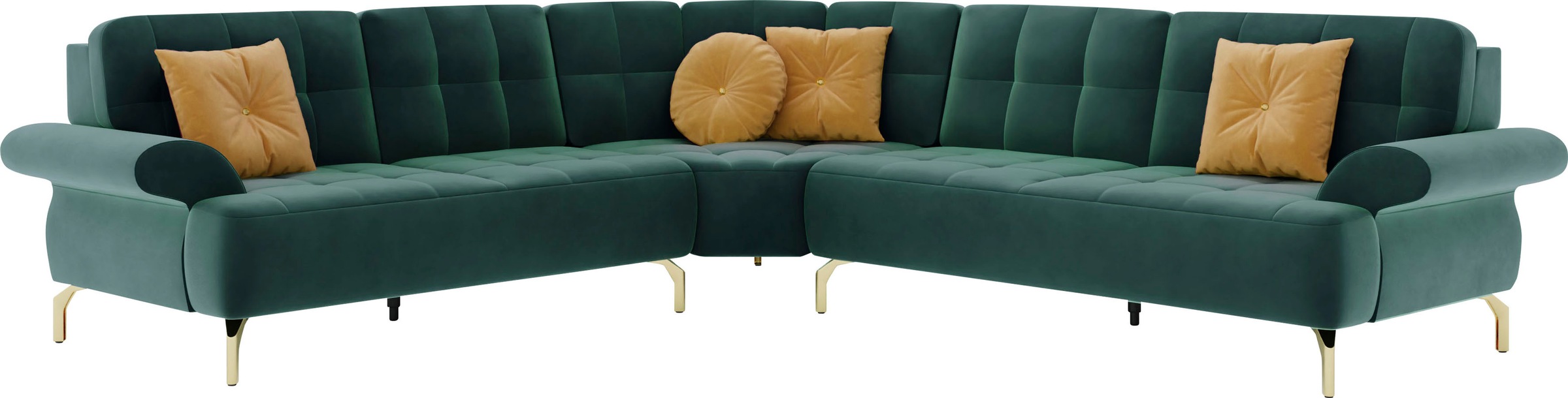 sit&more Ecksofa »Orient 1 L-Form«, inkl. 4 Zierkissen mit Strass-Stein, goldfarbene Metallfüße