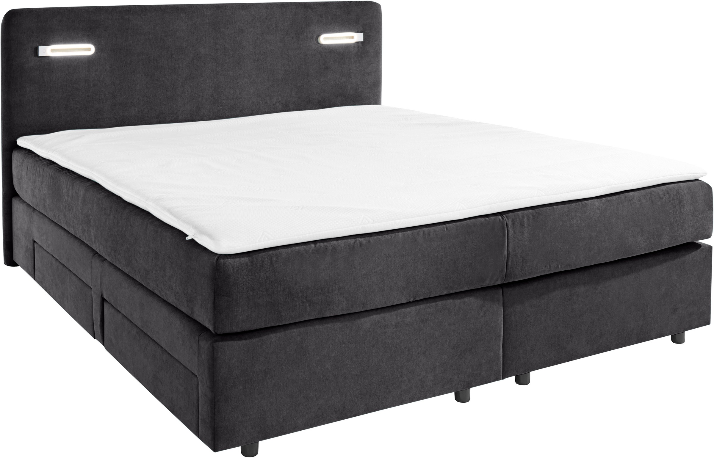 INOSIGN Boxbett »Luan«, Schubkästen, LED-Beleuchtung und Topper, in Breite 120 cm und 180 cm