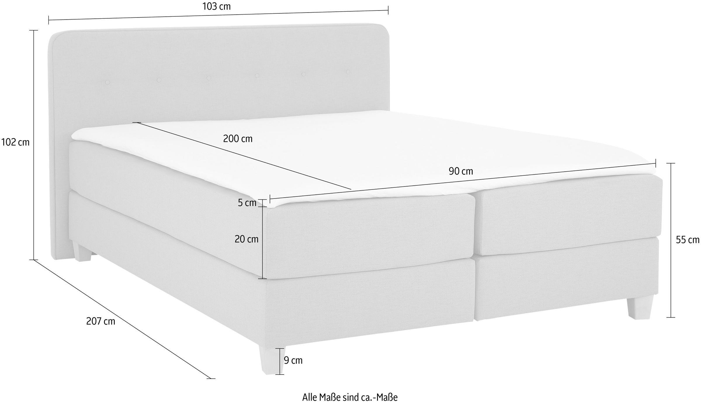 Home affaire Boxspringbett »Fargo« inkl. Topper, in 3 Matratzenarten, in Samt- oder Strukturstoff