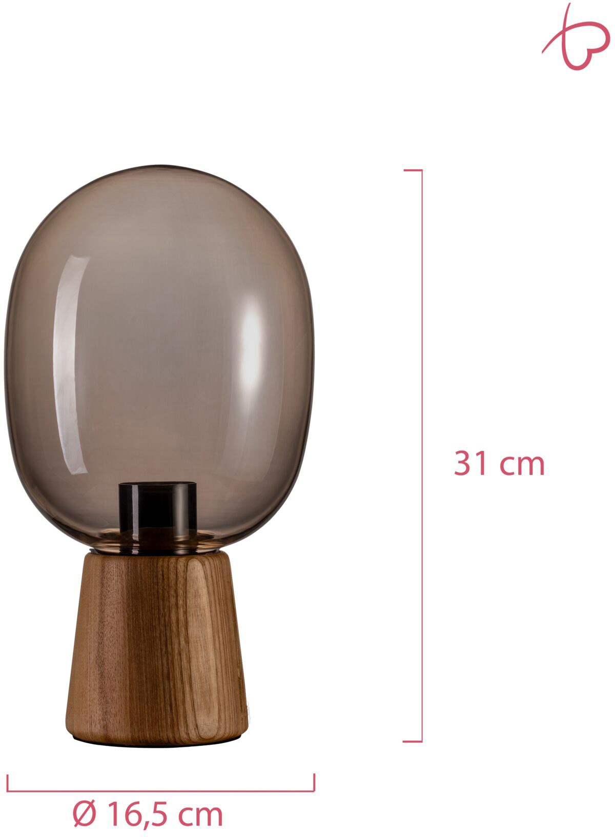 Pauleen Tischleuchte »Mystical Gleam«, 1 flammig, Leuchtmittel E27 | ohne Leuchtmittel, E27, max. 20W E27, Rauchglas/Holz, 230V