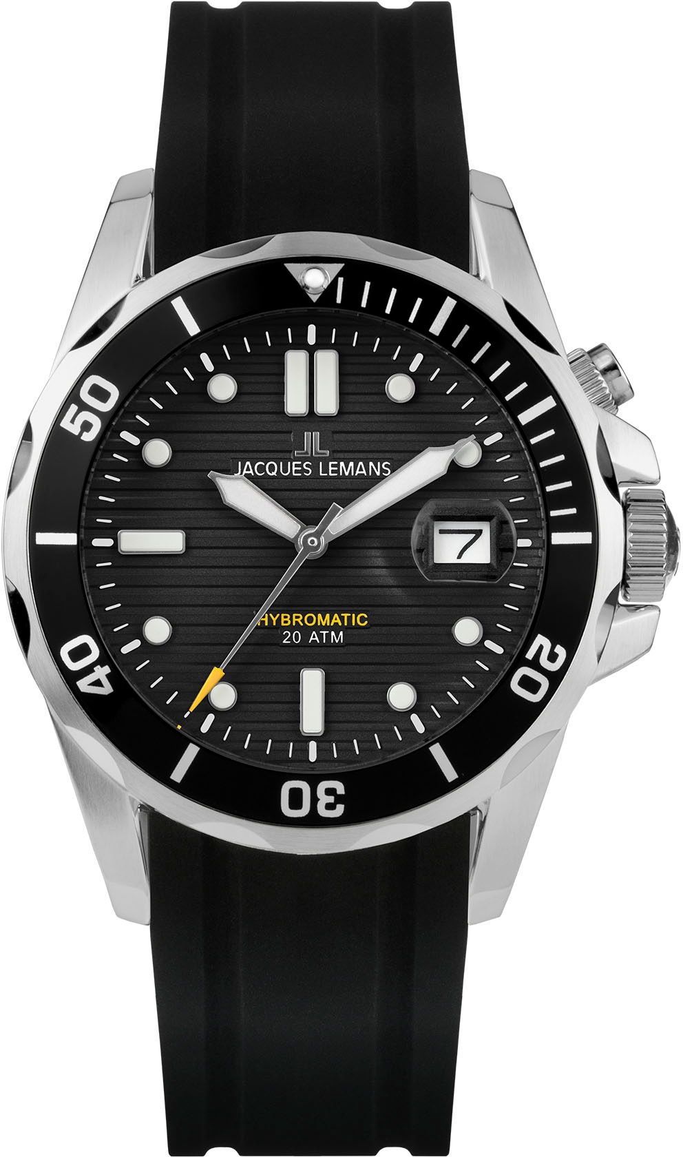 Jacques Lemans Kineticuhr »Hybromatic« Armbanduhr, Herrenuhr, Silikonarmband, analog, Tag