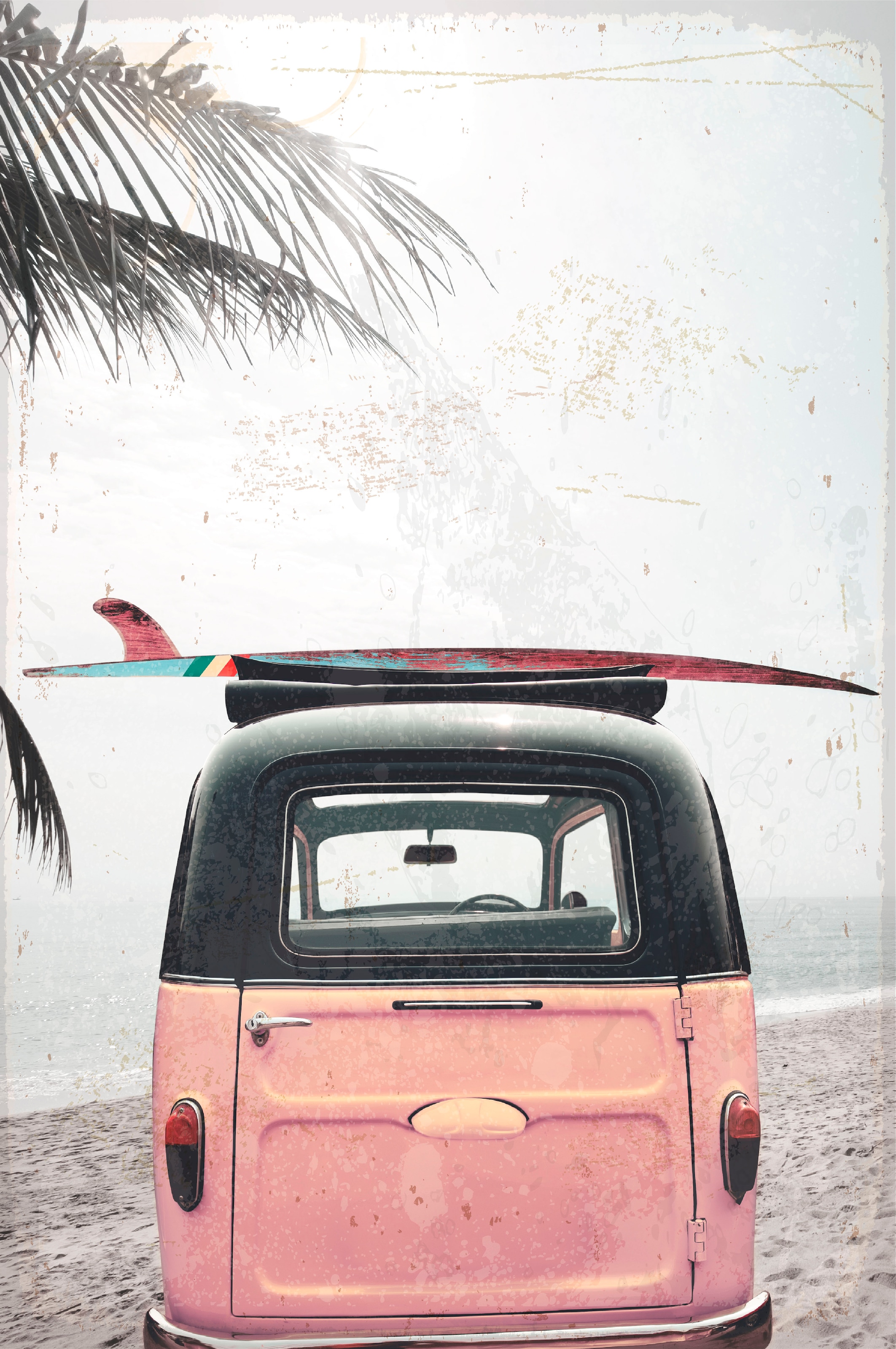 queence Metallbild »Surferbus«, Strand, (1 St.), Stahlschilder