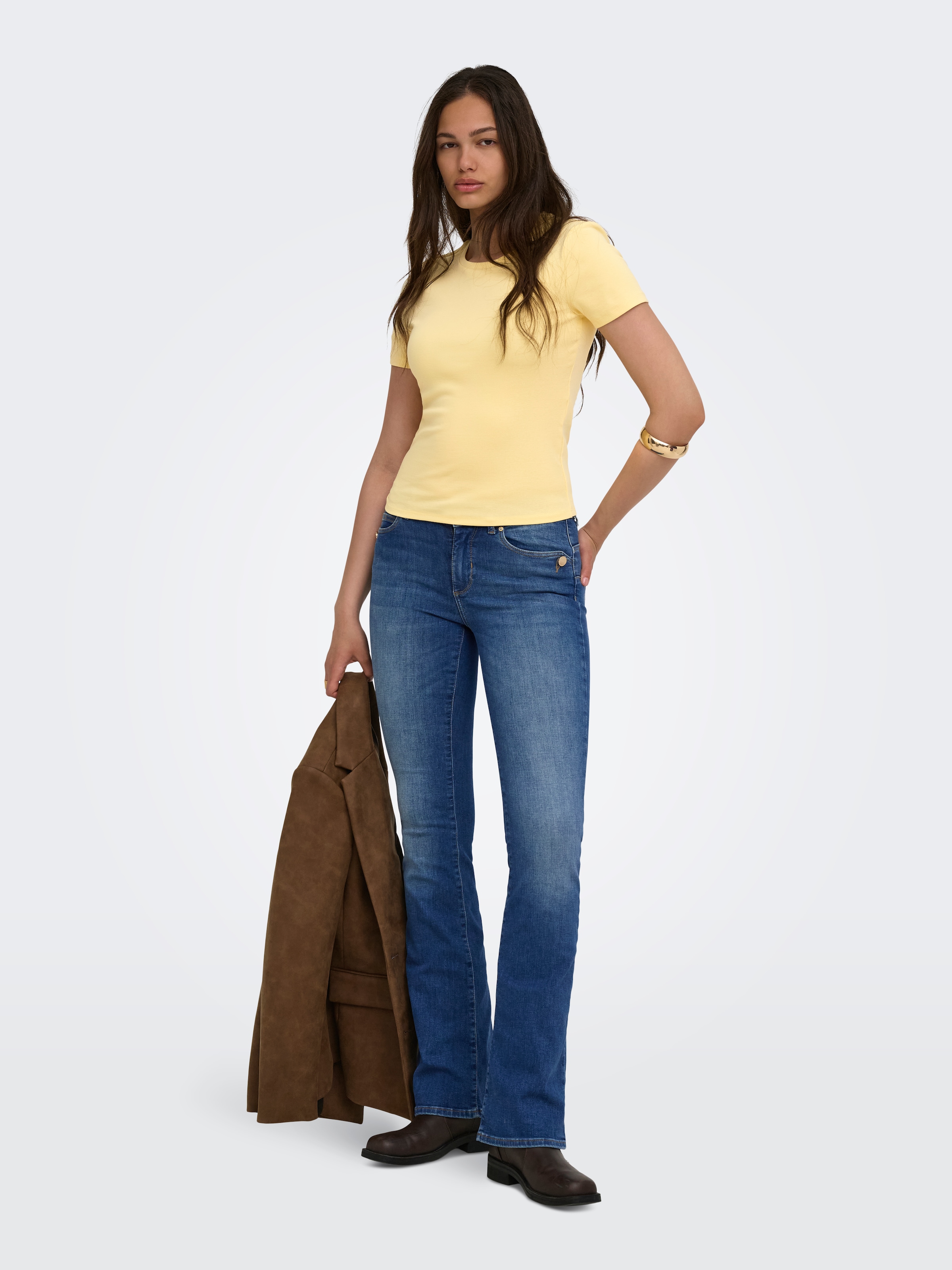 ONLY T-Shirt »ONLRILEY S/S TOPJRS« Baumwollmischung, slim fit