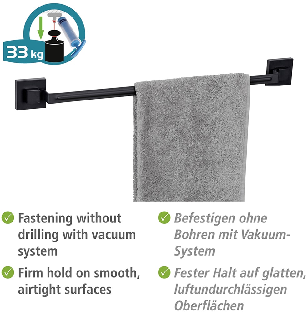 WENKO Handtuchstange »Vacuum-Loc® Modell Quadro«, aus Edelstahl, Befestigen ohne Bohren
