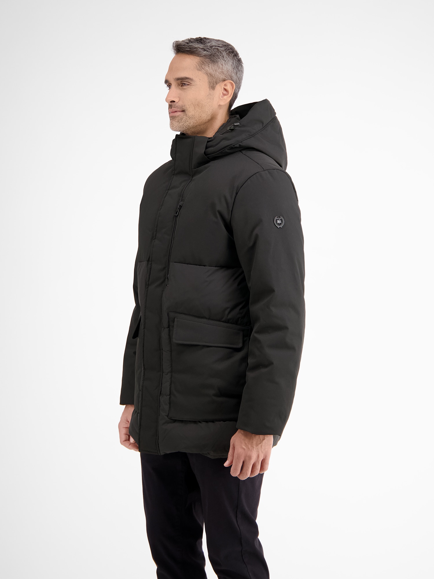 LERROS Parka »LERROS Funktionsparka in Shell-Materialmix, dick gefüttert«, mit Kapuze, Wasser- und windabweisend, atmungsaktiv