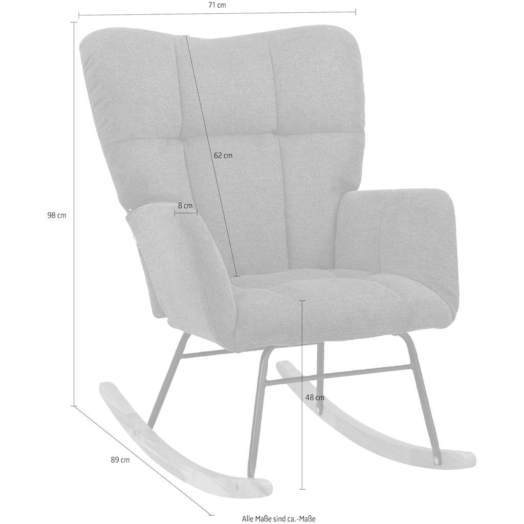 INOSIGN Schaukelsessel »Anika«, (1 St.), Sitz und Rücken gepolstert, Beine aus Metall und Holz, Sitzhöhe 48 cm