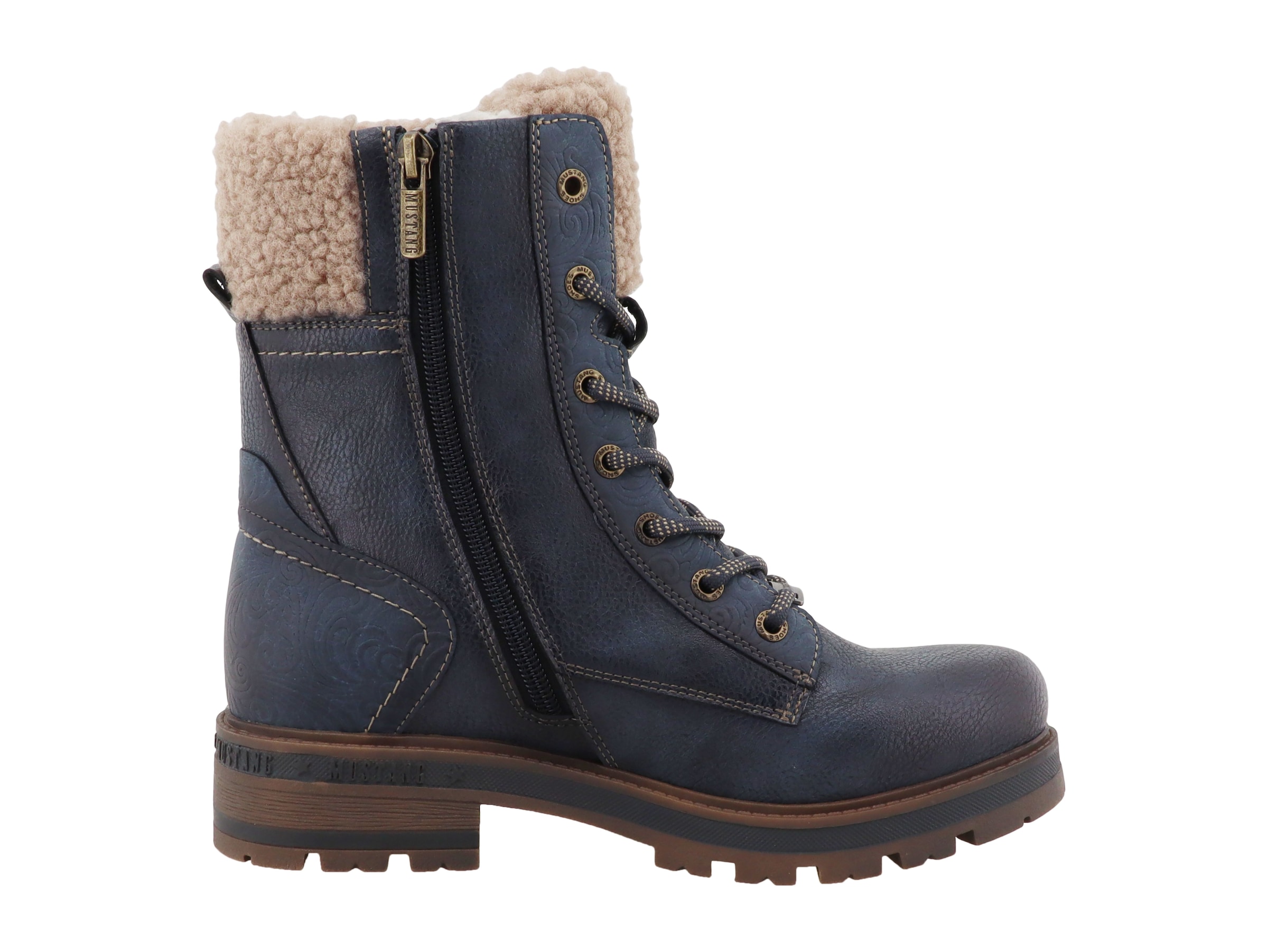 Mustang Shoes Winterboots »Stiefel«  Blockabsatz, Schnürboots mit Warmfutter-Krangen