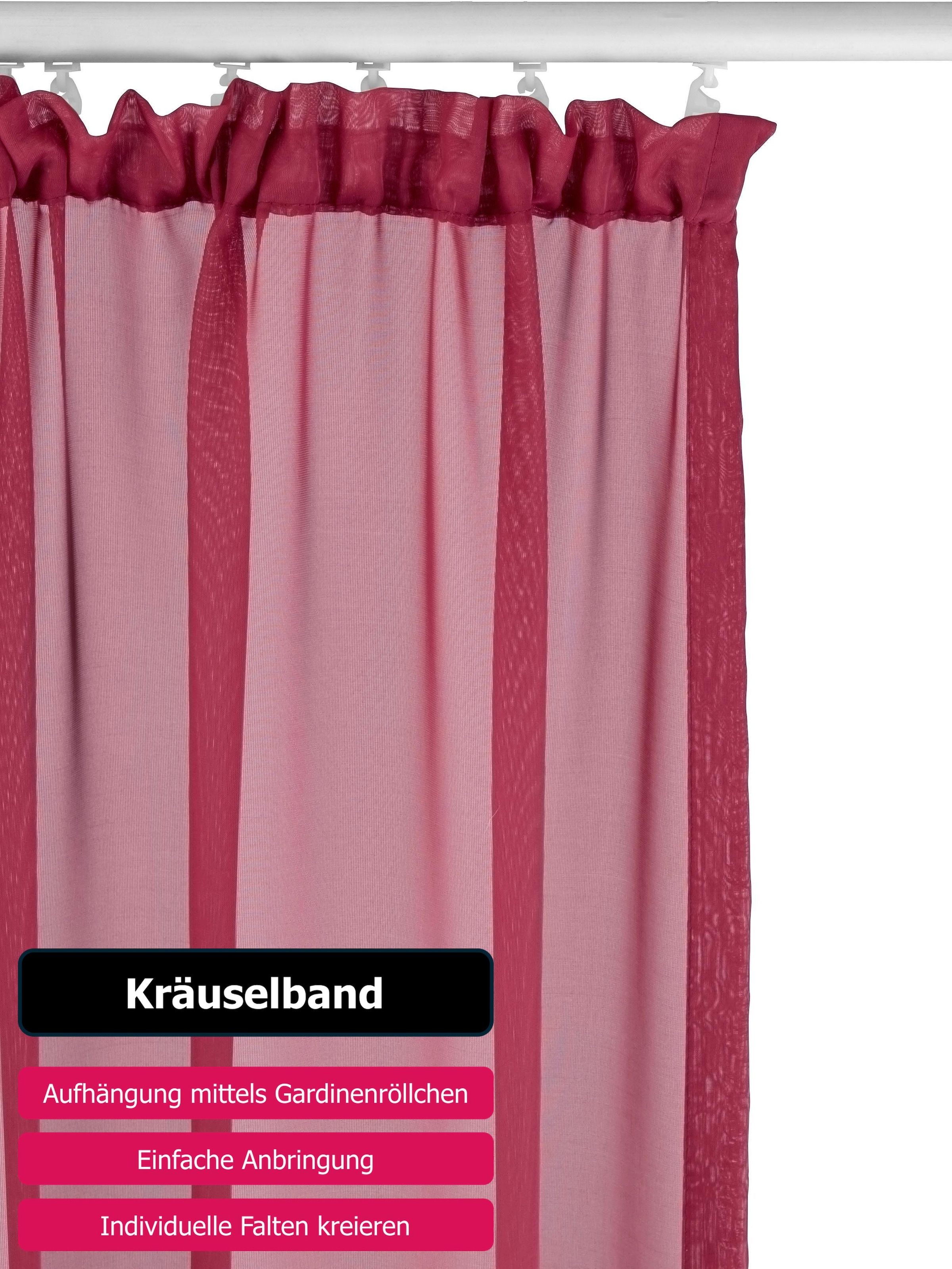 my home Gardine »XANA mit Ösen, Kräuselband oder Schlaufen«, (1 St.), Bestseller, einfarbig, 1 bzw. 2 Schals, pflegeleicht, Schal