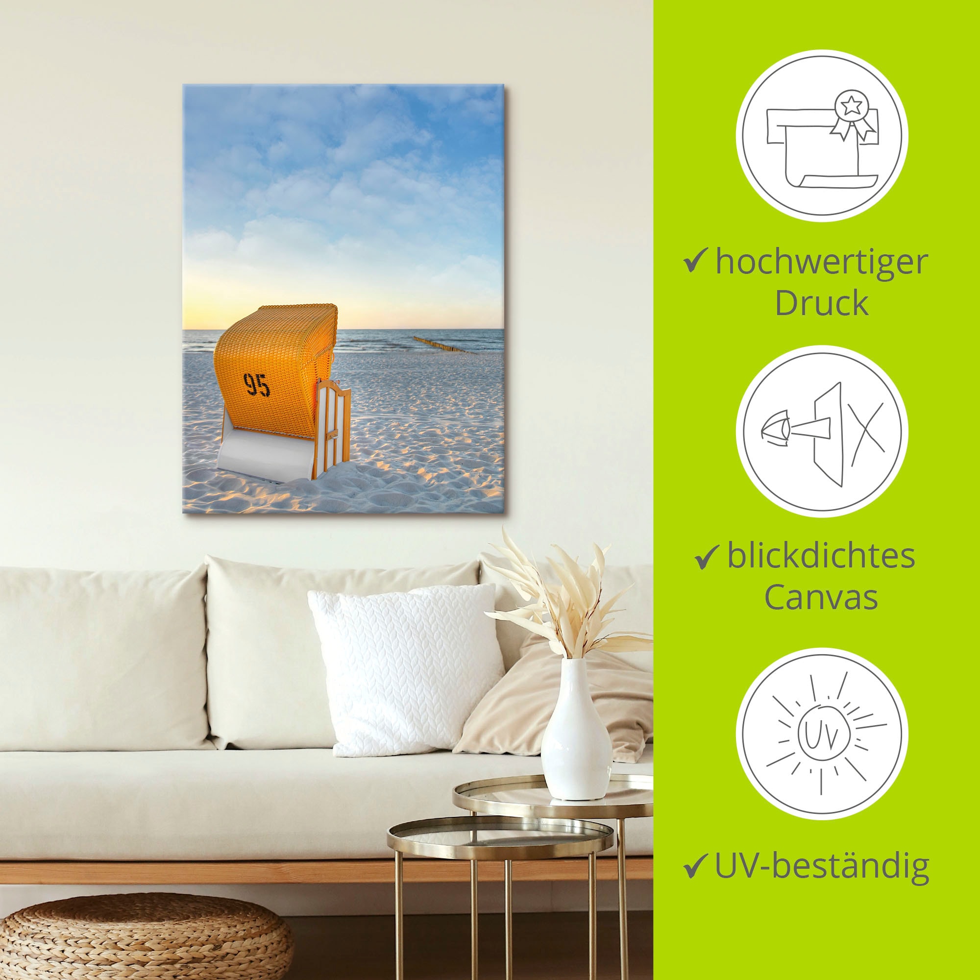 Artland Leinwandbild »Ostsee7 - Strandkorb« Strand 1 Stk. tlg. auf Holzrahmen gespannt