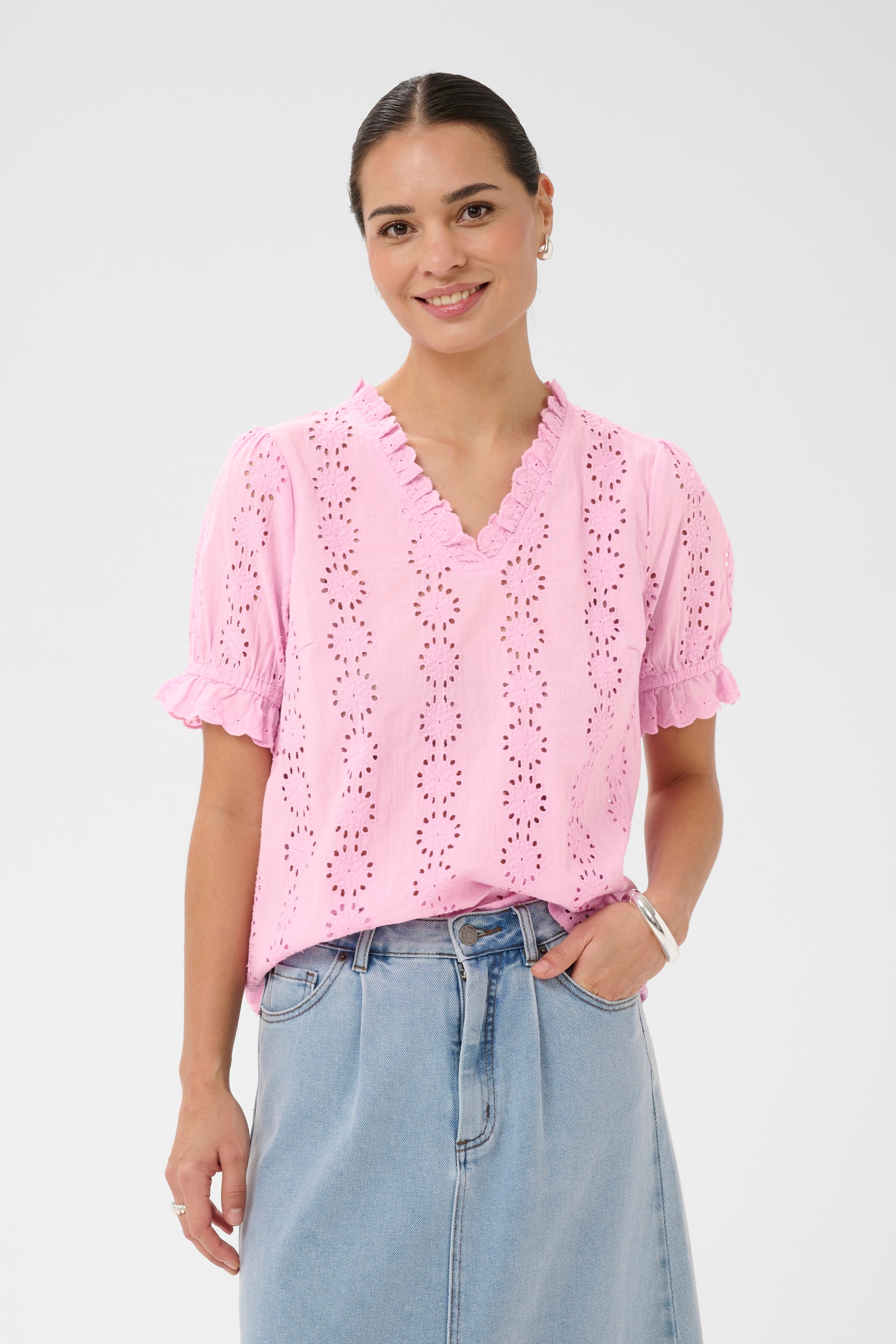 KAFFE Kurzarmbluse »Damen Bluse kurzarm KAdona«