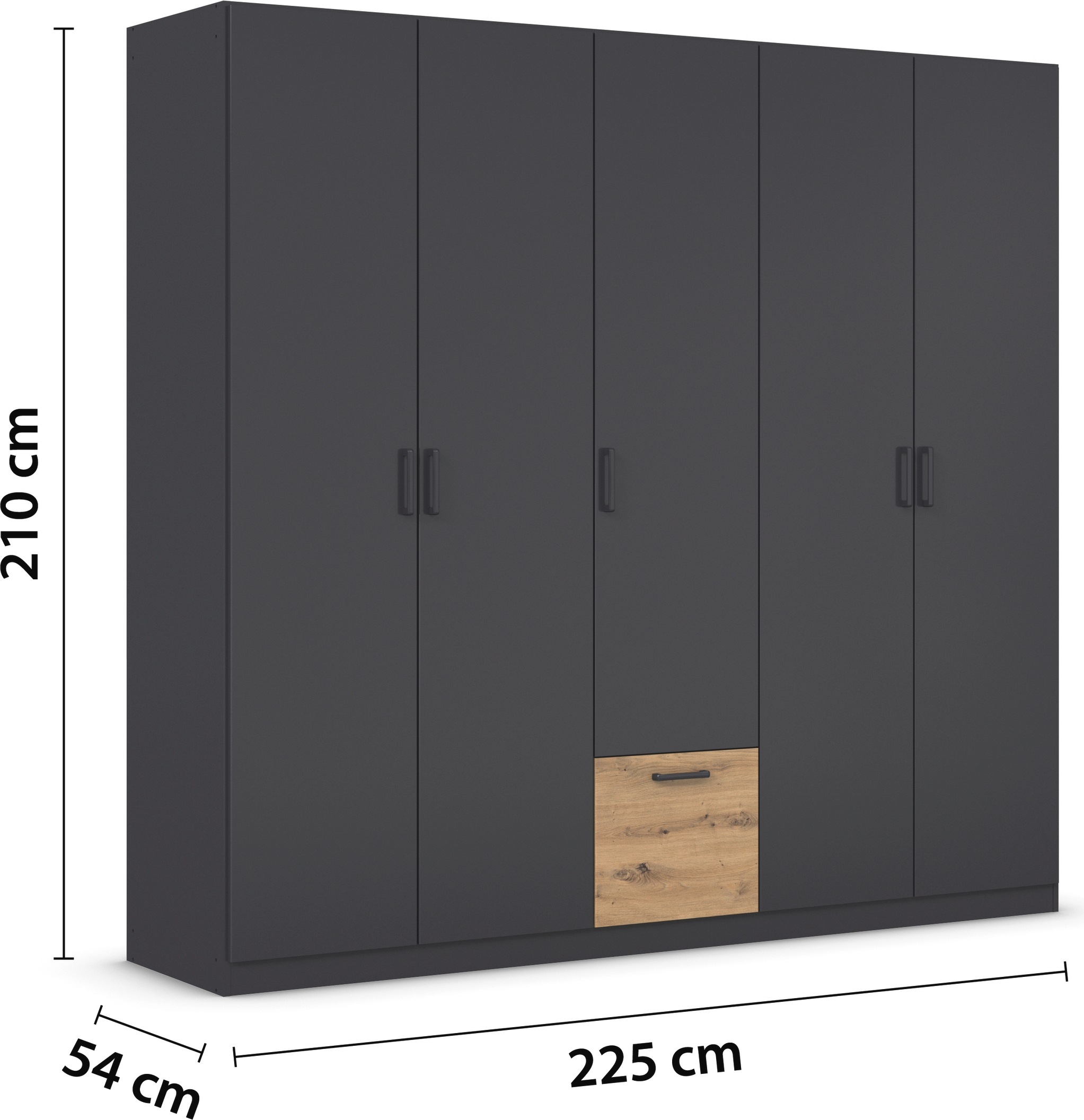 rauch Drehtürenschrank »Kleiderschrank Schrank Garderobe Wäscheschrank BARI«, mit Schubasten mittig, moderner Griff in Graumetallic MADE IN GERMANY