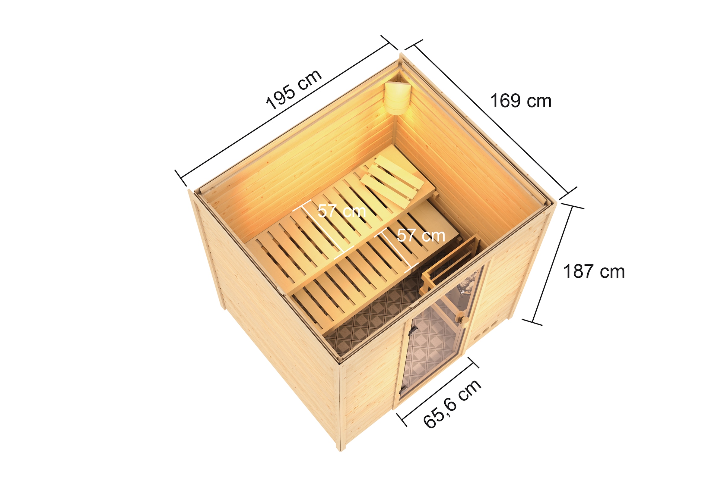 Karibu Sauna »"Ricky" mit bronzierter Tür, naturbelassen« aus hochwertiger nordischer Fichte