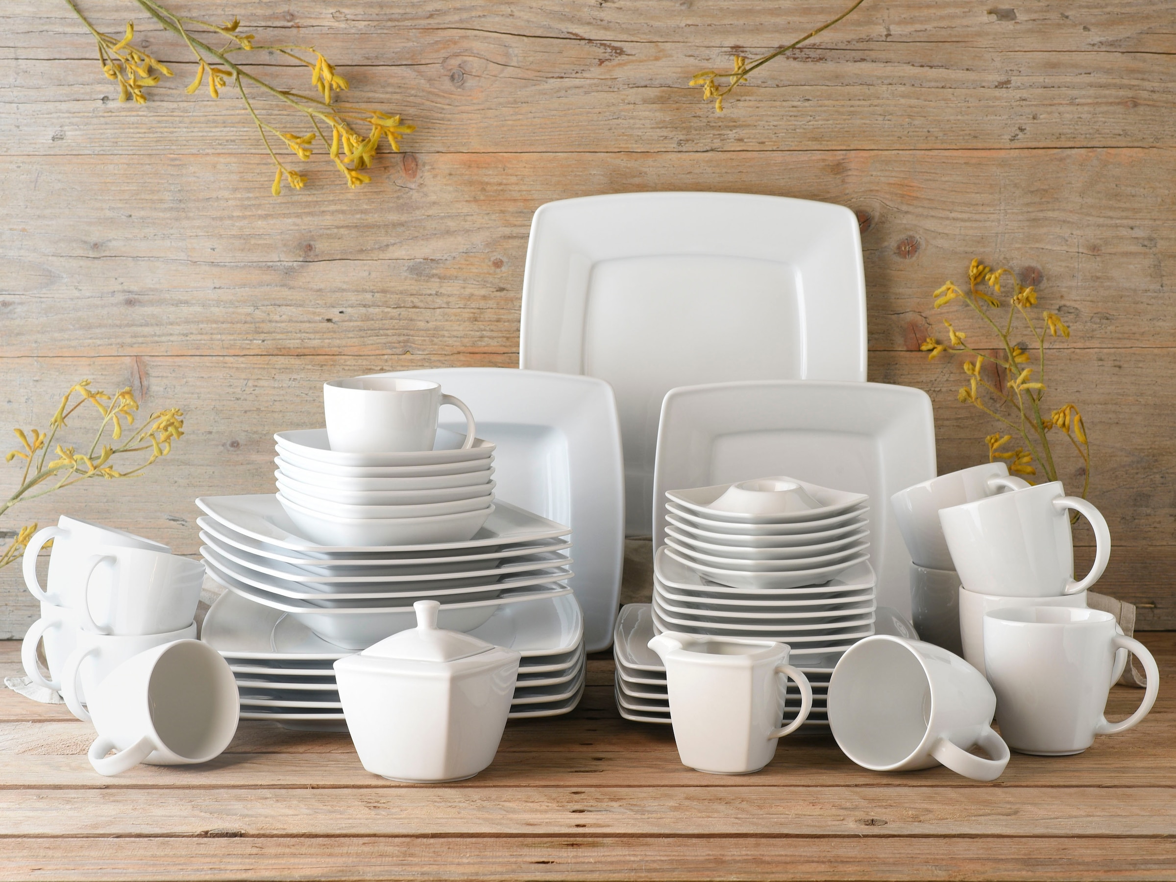 CreaTable Kombiservice "Geschirr-Set VICTORIA" Service, weiß, 50 Teile, für 6 Personen
