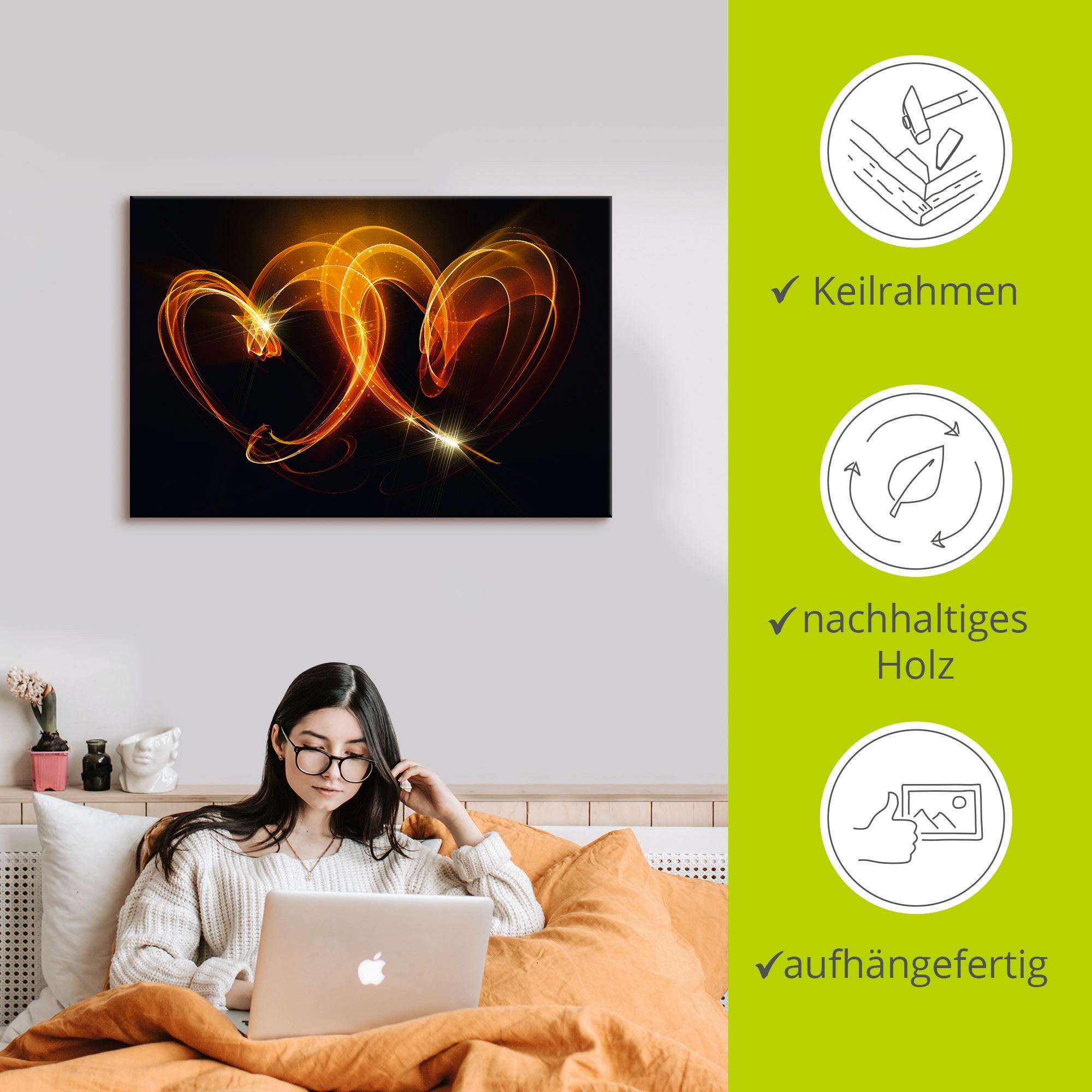 Artland »Verbundenheit« Herzen 1 Stk. tlg. auf Holzrahmen gespannt