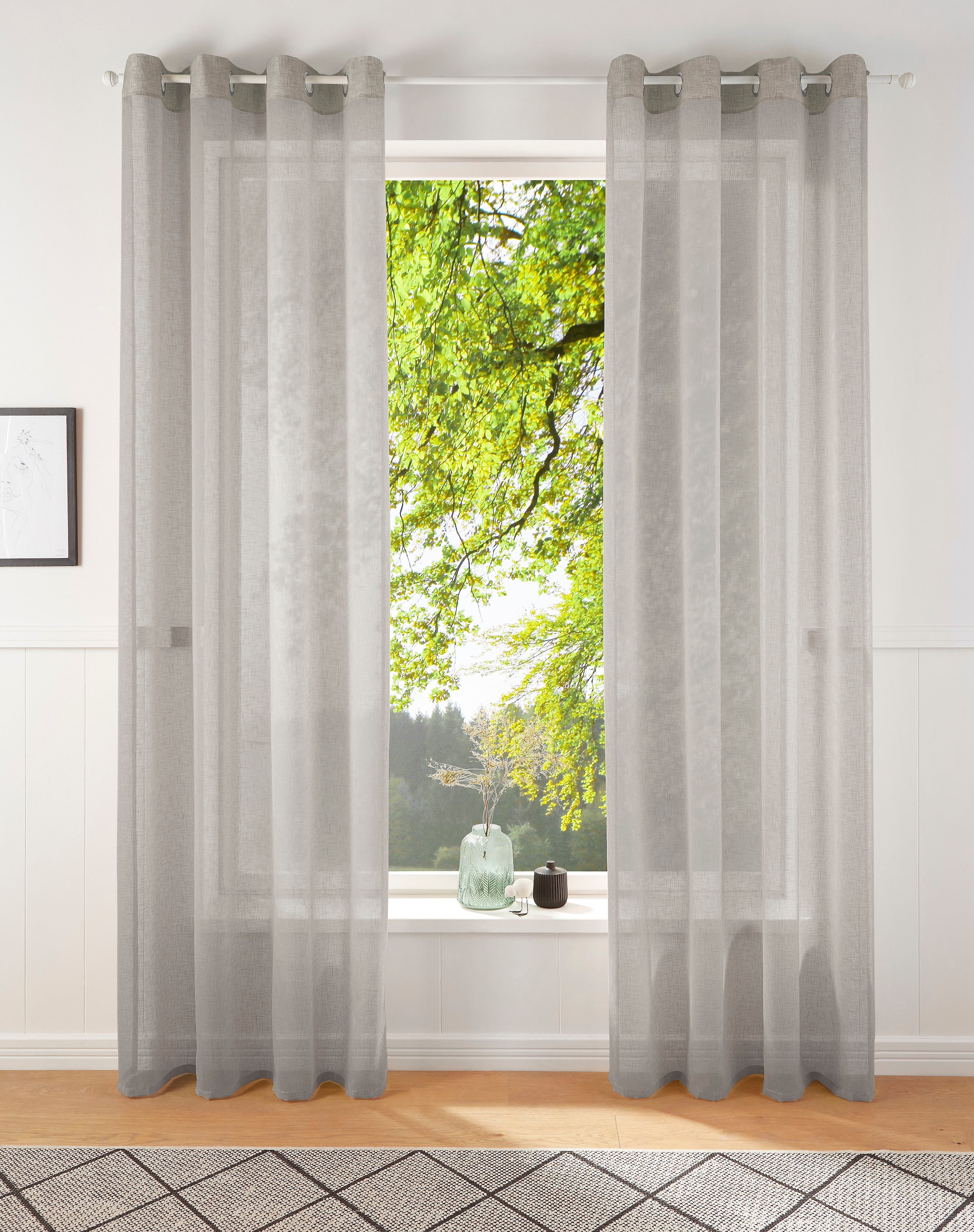 my home Gardine Fertiggardine, Set, »REGINA«, transparent Vorhang, (2 St.), 2-er