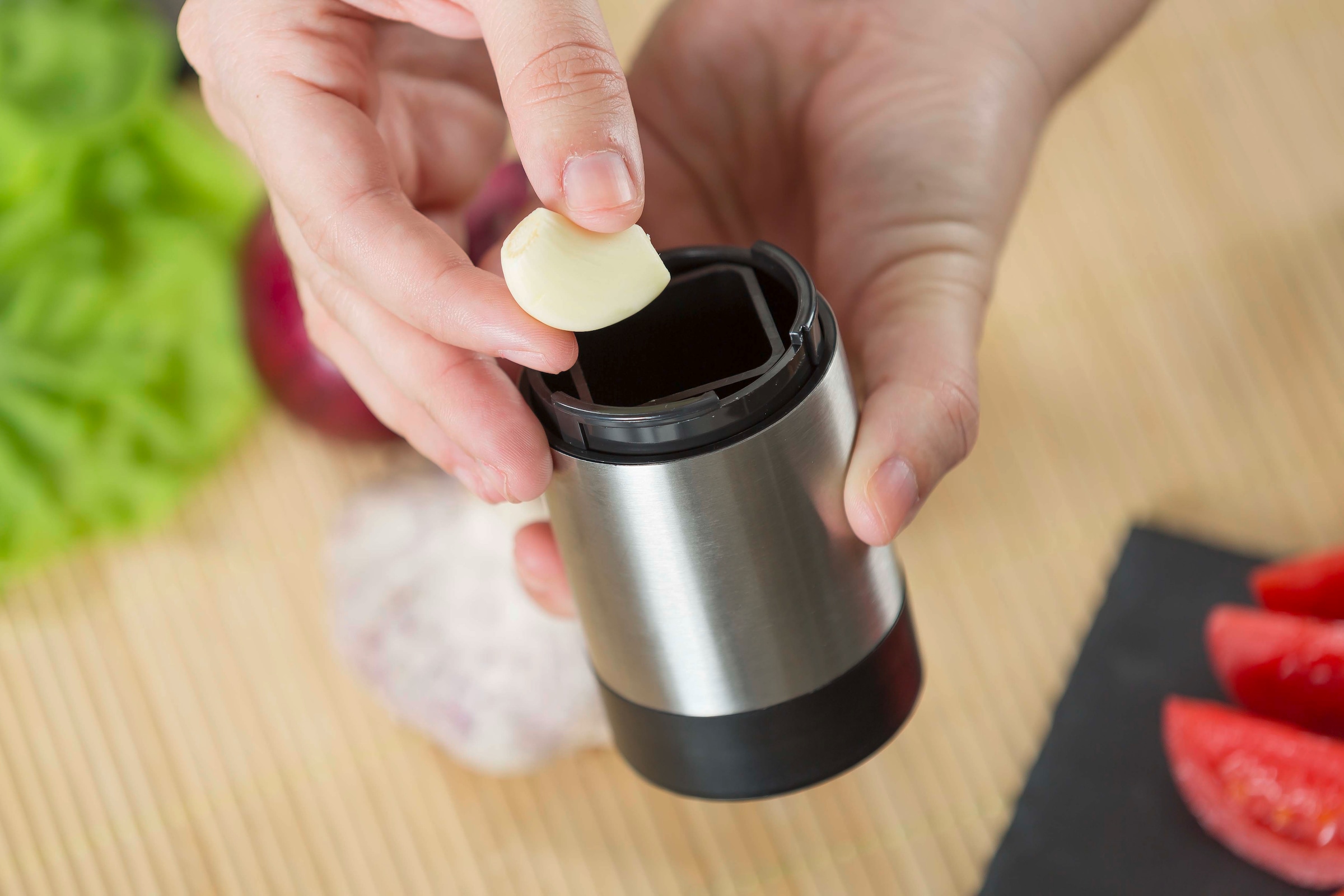 Genius Knoblauchschneider »Genius Knoblauch-Schneider G7«, (1 St.), perfekte Würfel in Sekundenschnelle