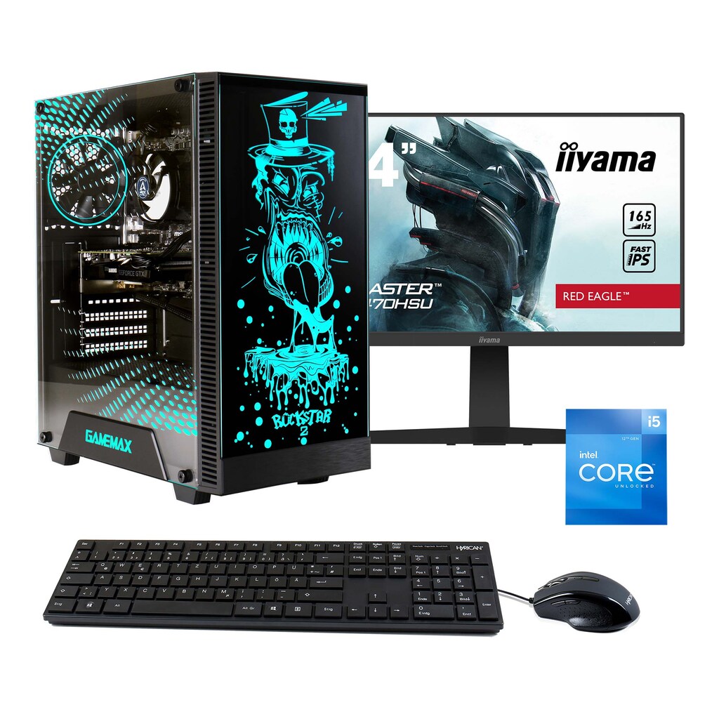 Hyrican Gaming-PC-Komplettsystem »Rockstar SET02317«, Windows 11, Intel Core i5-12400F, inklusive 23,8" Monitor iiyama GB2470HSU-B1