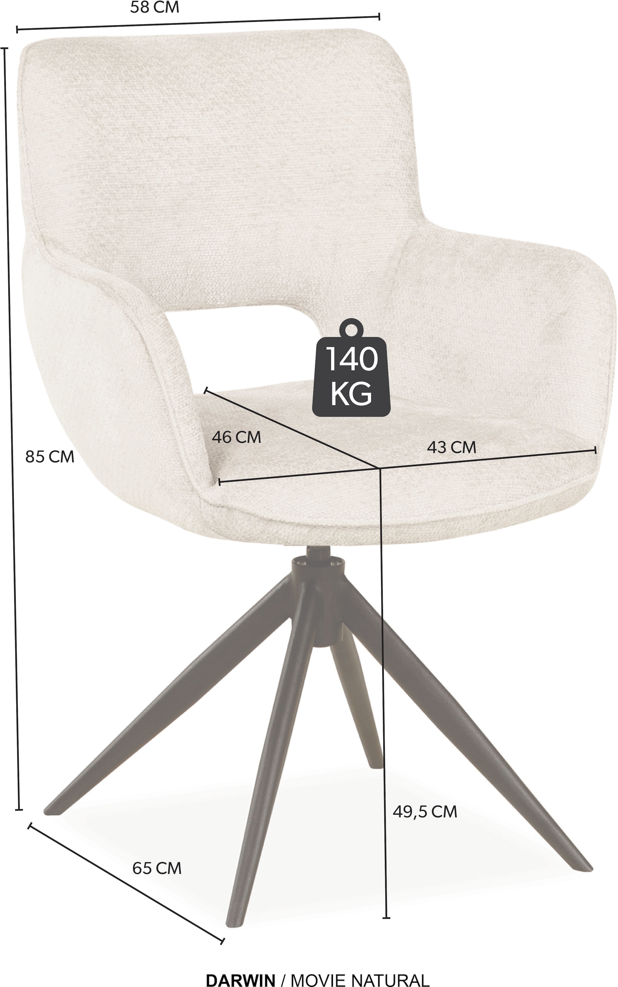 OMG Design Esszimmerstuhl »Darwin« (Set) 2 Stk.Drehstuhl mit auto-return, Armlehnenstuhl