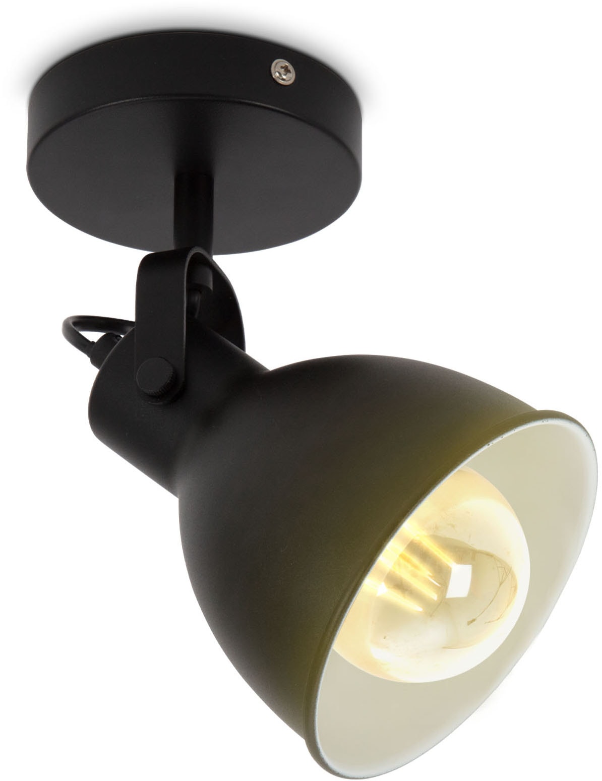 B.K.Licht Wandleuchte »Design-Spotleuchte, Metall, Schwarz, E27-Fassung«, 1 flammig, Leuchtmittel E27 | ohne Leuchtmittel, Schwenkbar, Ø13cm, ohne Leuchtmittel