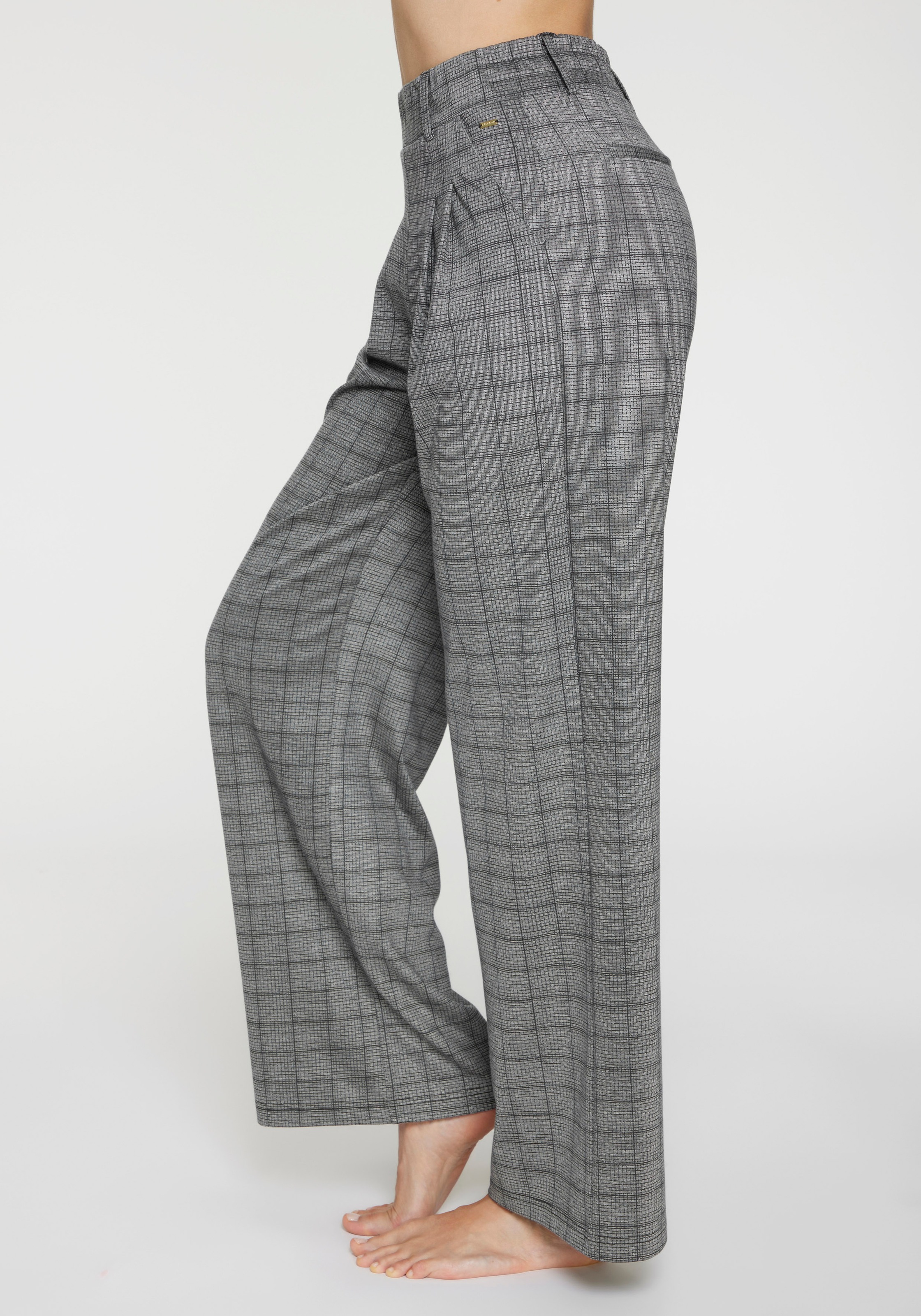 LASCANA Schlupfhose »extra Weit mit Bundfalten«  mit Jacquard Strickmuster oder uni schwarz