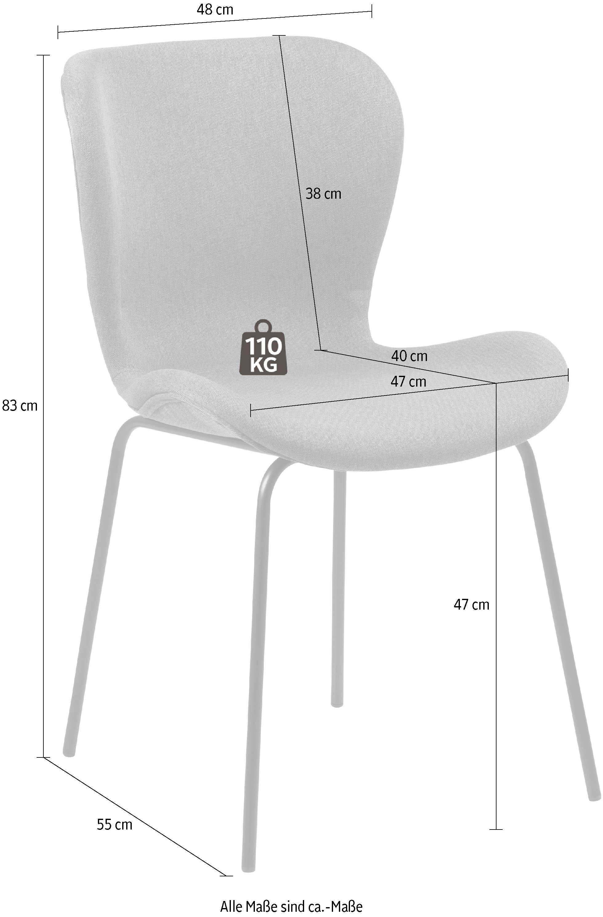 cm Set, auf GROUP Webstoff Sitzhöhe bestellen Bezug, 2er Webstoff, Raten 47 Metallbeinen, schwarzen Esszimmerstuhl, ACTONA