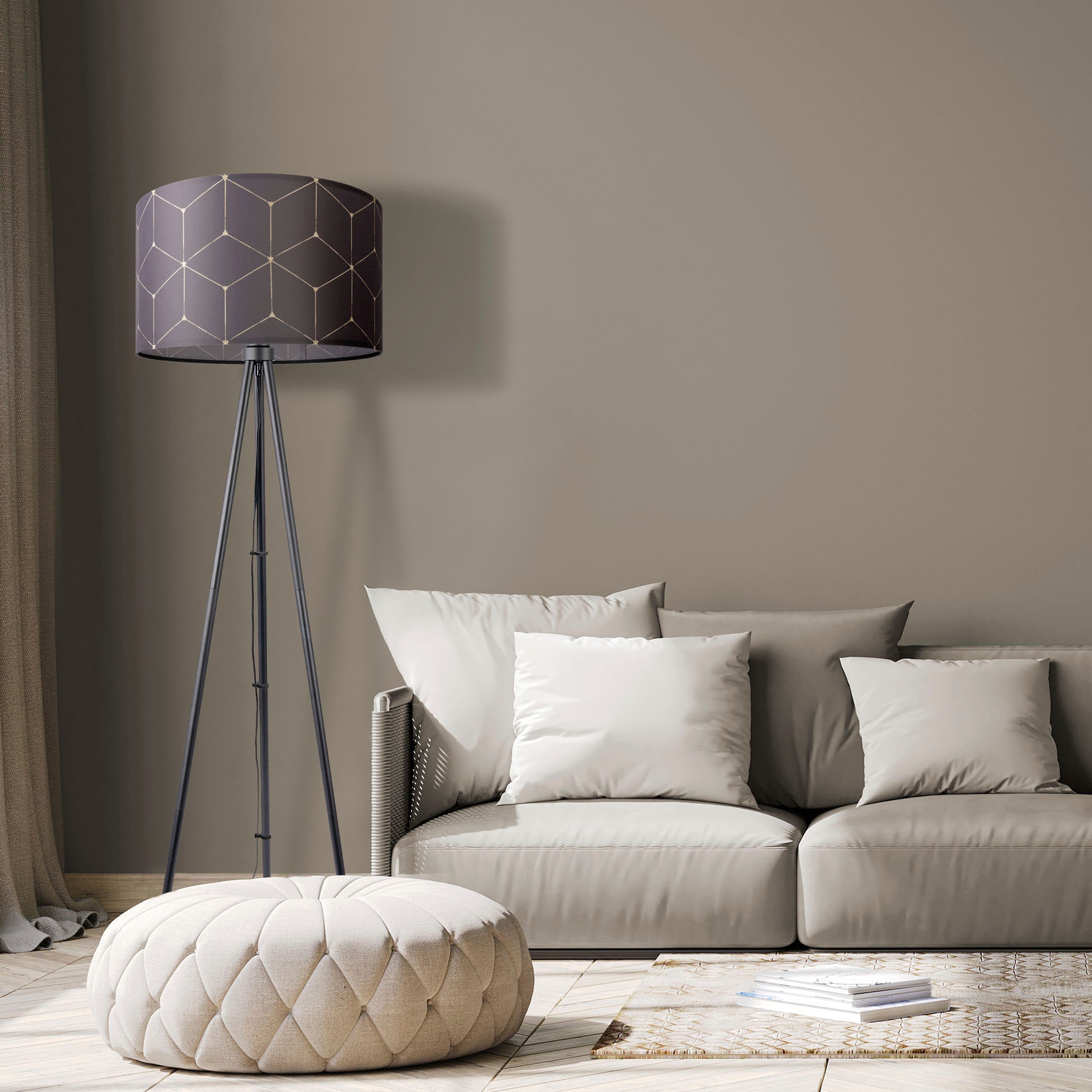 Paco Home Stehlampe Rund Leselampe kaufen Jahren Cube«, 3 online Lampenschirm mit | Stoff XXL Garantie Stehlampe Wohnzimmer »Trina Modern E27