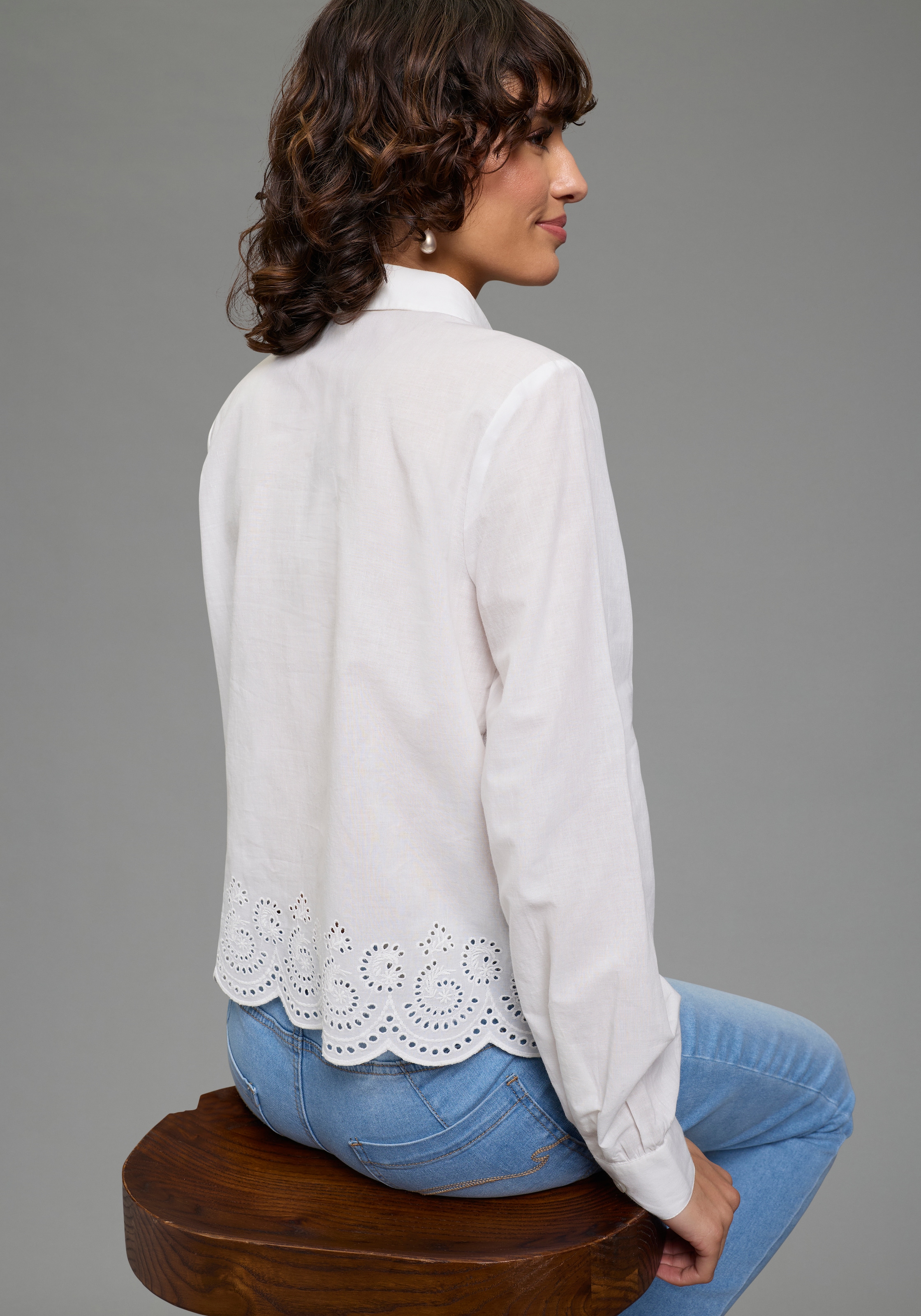 Laura Scott Hemdbluse unifarbene Bluse, mit Knöpfen, aus Baumwolle