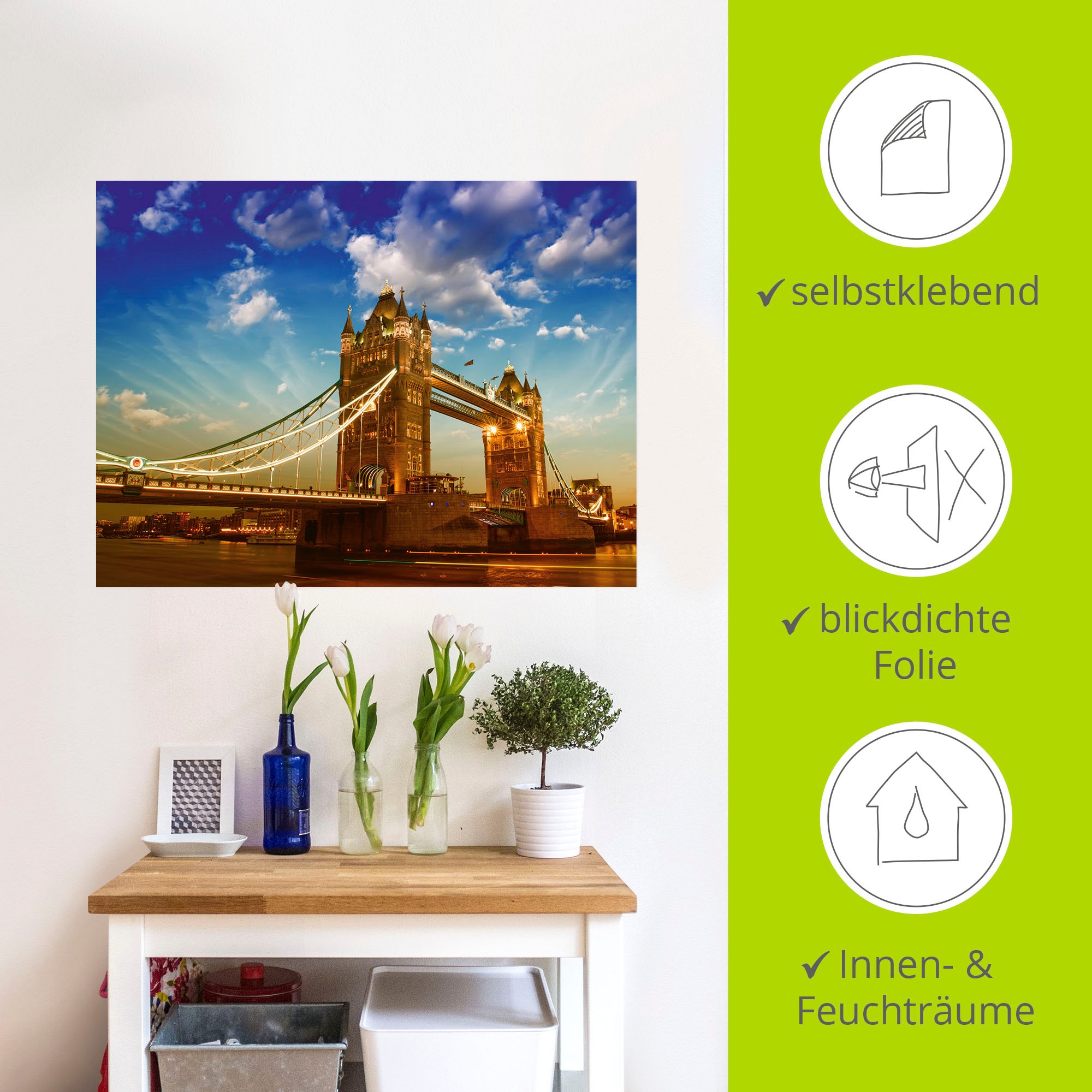 Artland Wandbild »Tower Bridge«, Brücken, (1 St.), als Leinwandbild, Wandaufkleber in verschied. Größen