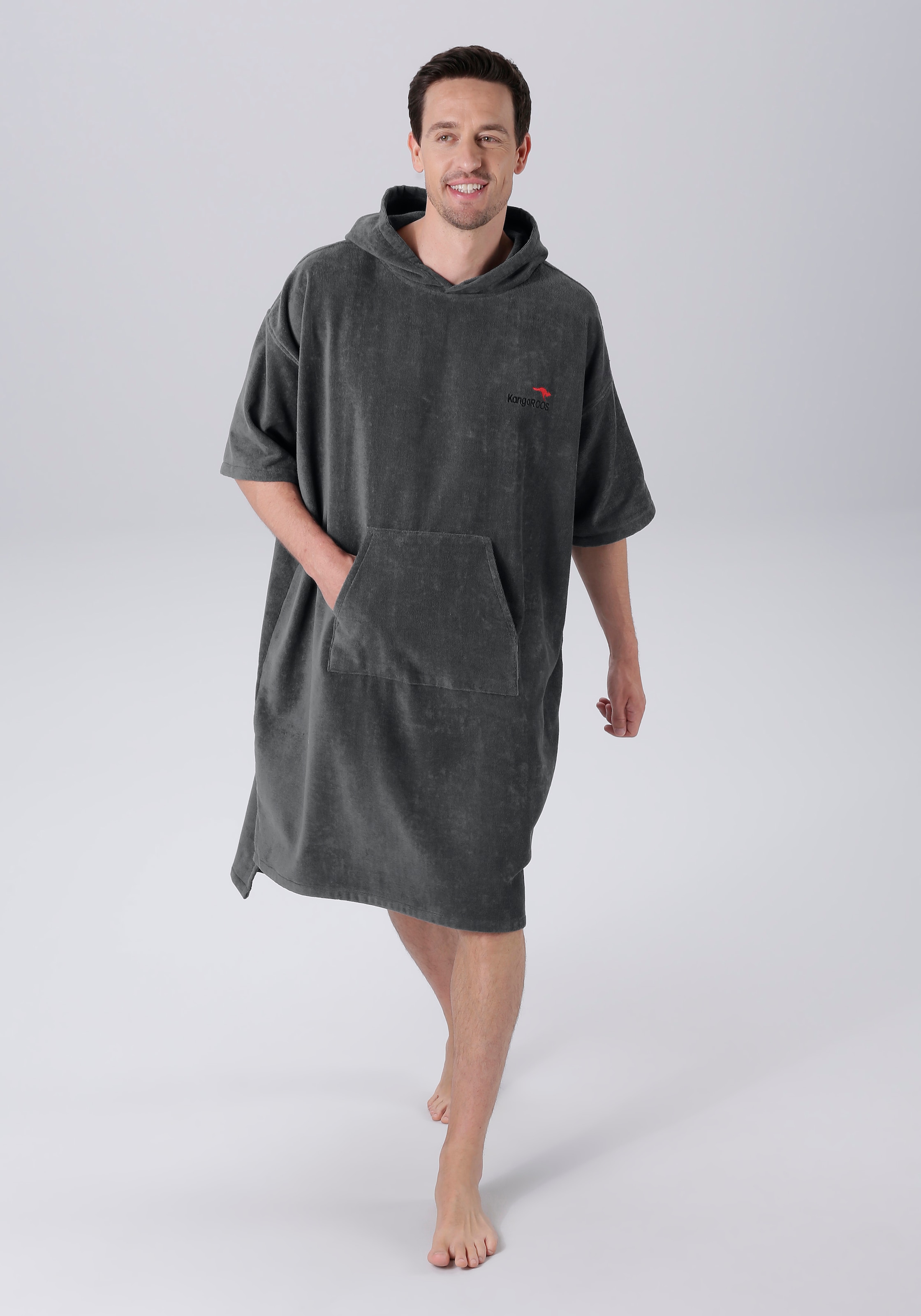 KangaROOS Badeponcho »Summer, ideal für Sauna, Spa & im Urlaub, Damen & Herren«, (1 St.), Surfponcho, mit Bauchtasche, 100% Baumwolle, Frottee